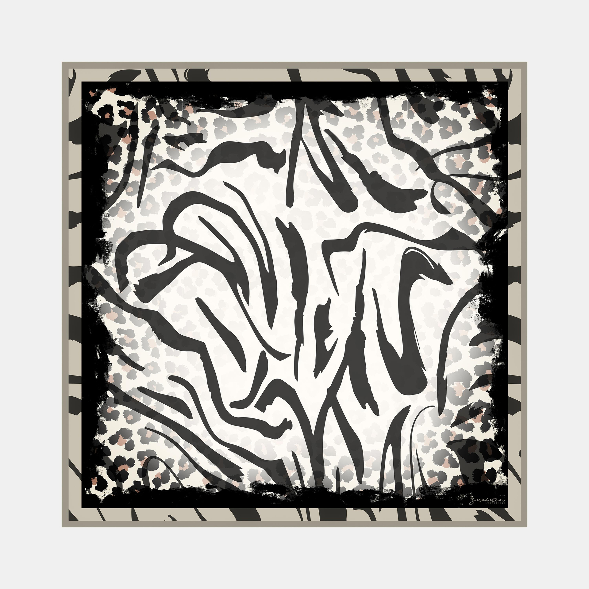 Zebra Desen İpek Twill Eşarp