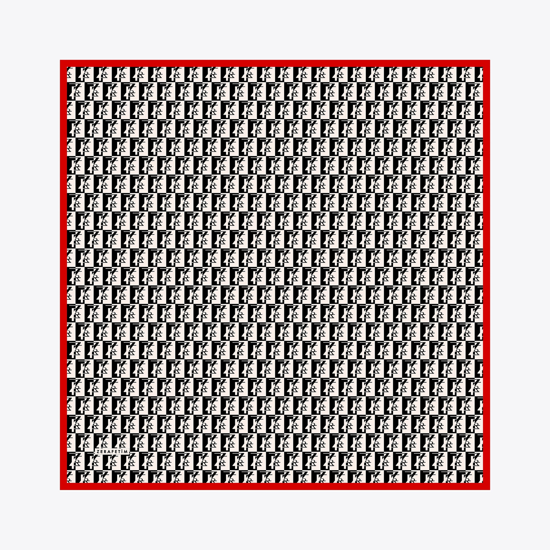 Zrf Monogram Desen İpek Twill Eşarp