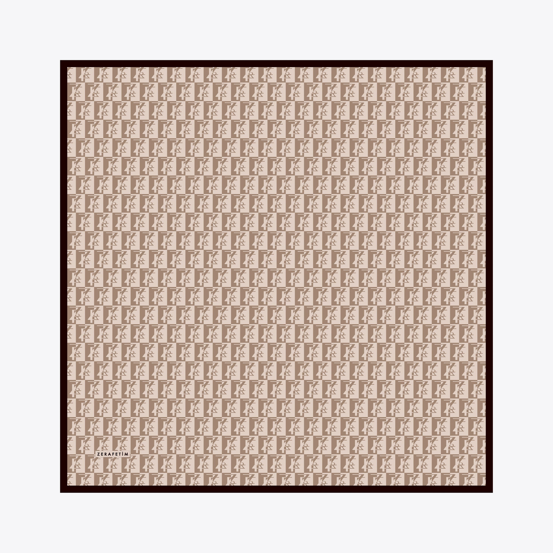 Zrf Monogram Desen İpek Twill Eşarp