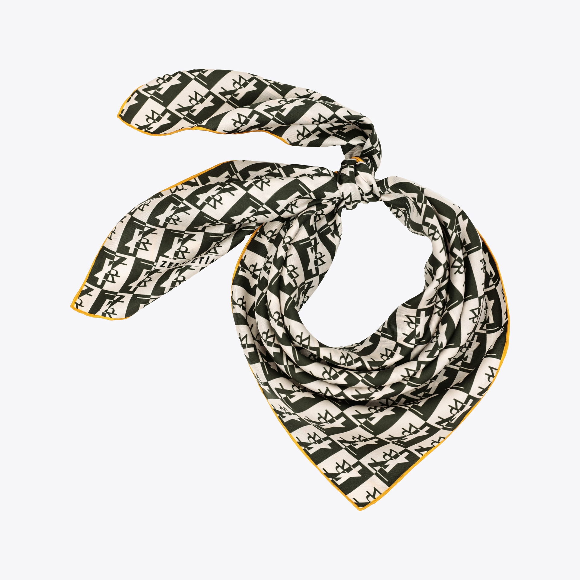 Zrf Monogram Desen İpek Twill Eşarp