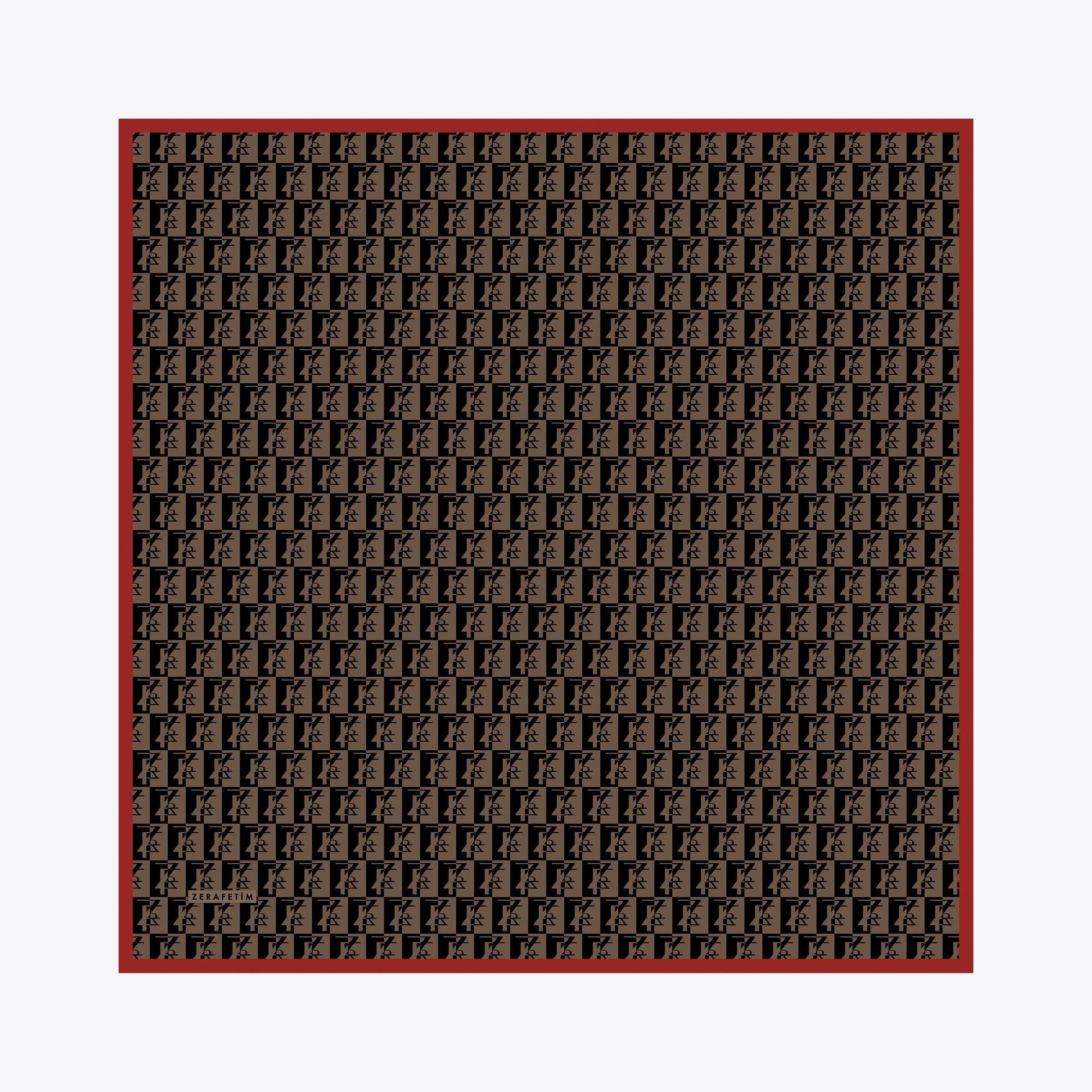 Zrf Monogram Desen İpek Twill Eşarp