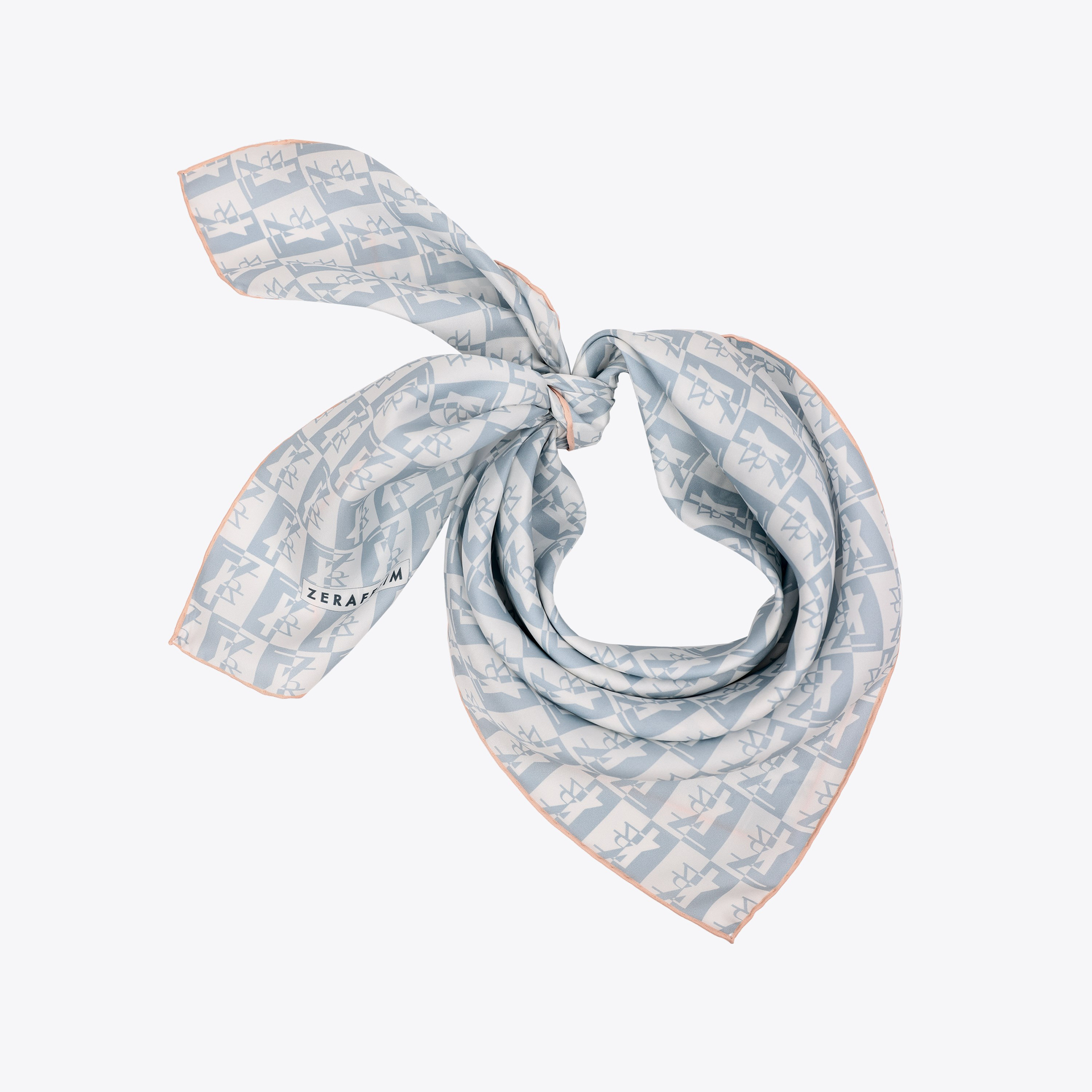 Zrf Monogram Desen İpek Twill Eşarp