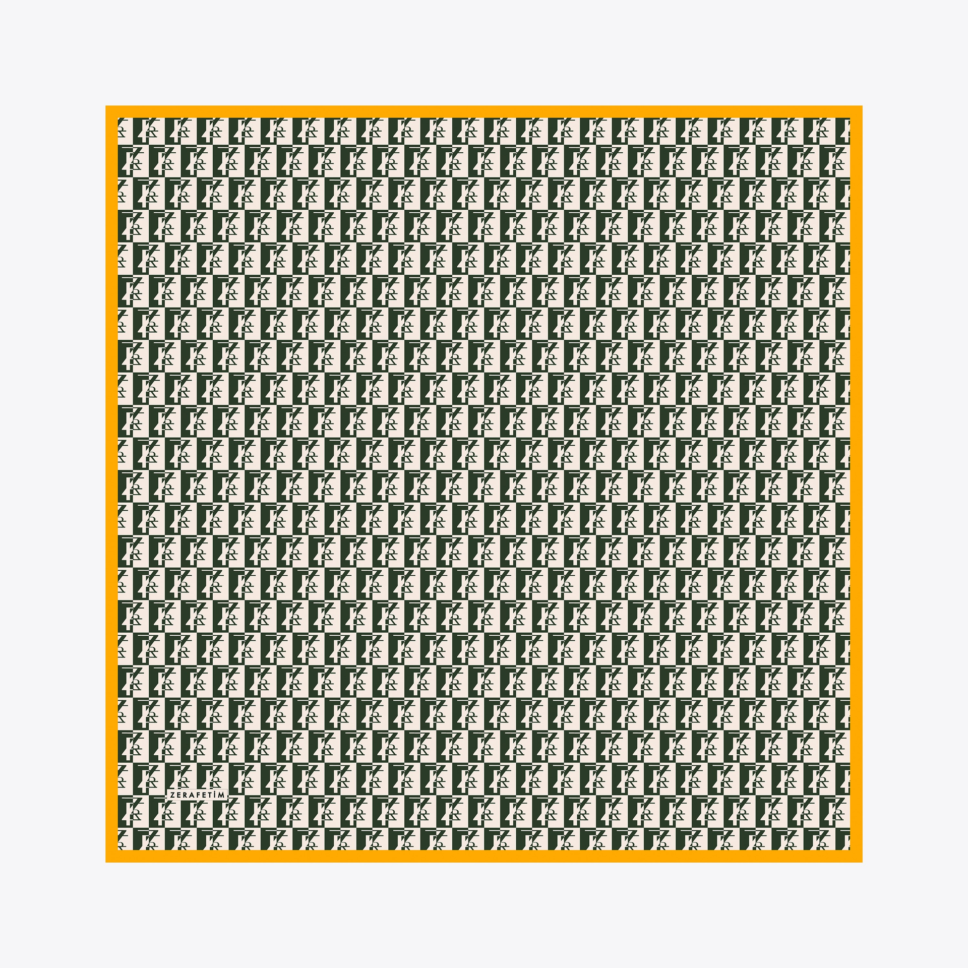 Zrf Monogram Desen İpek Twill Eşarp