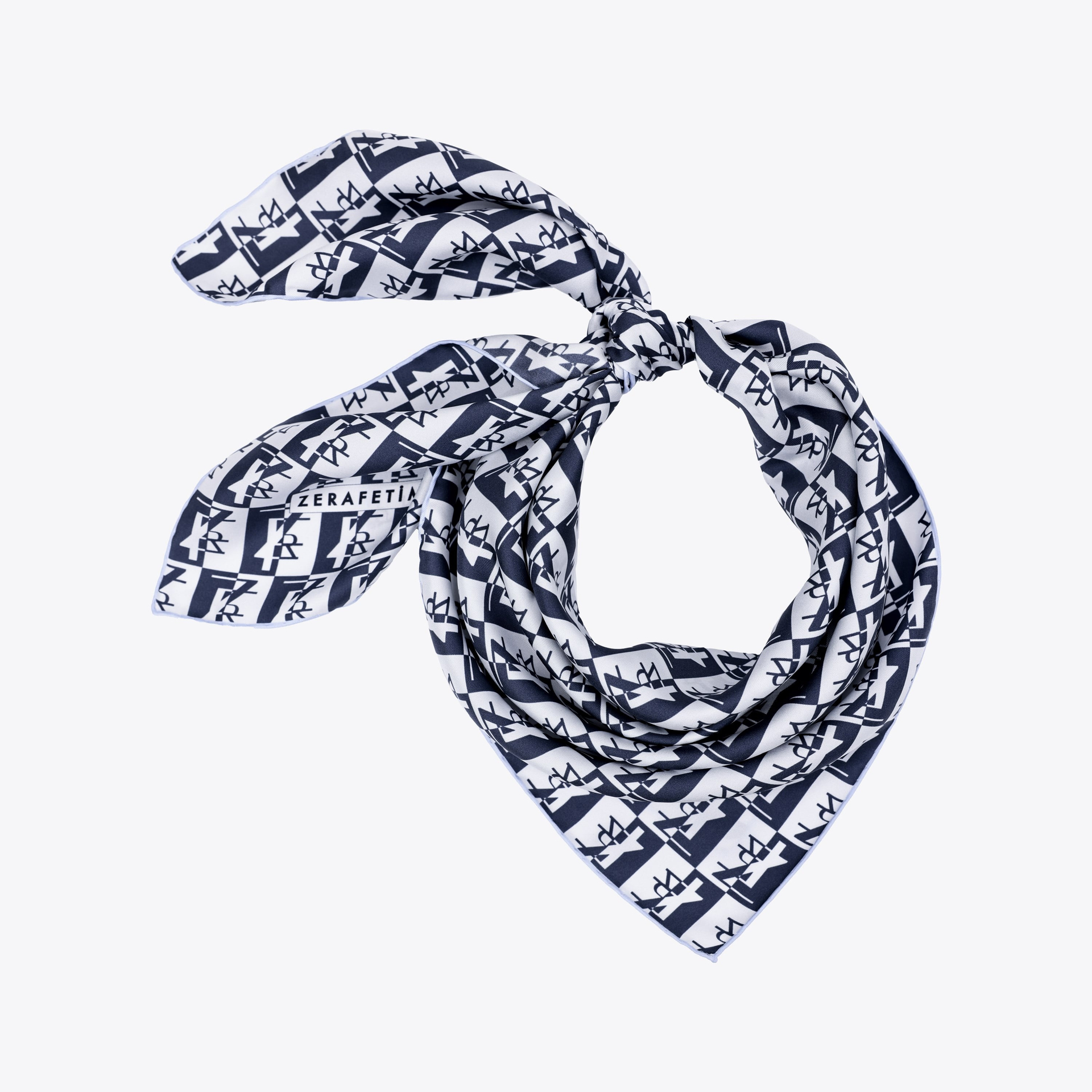 Zrf Monogram Desen İpek Twill Eşarp