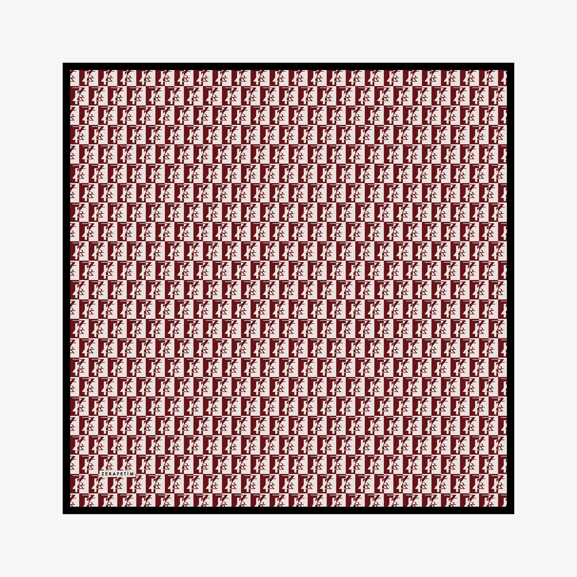 Zrf Monogram Desen İpek Twill Eşarp