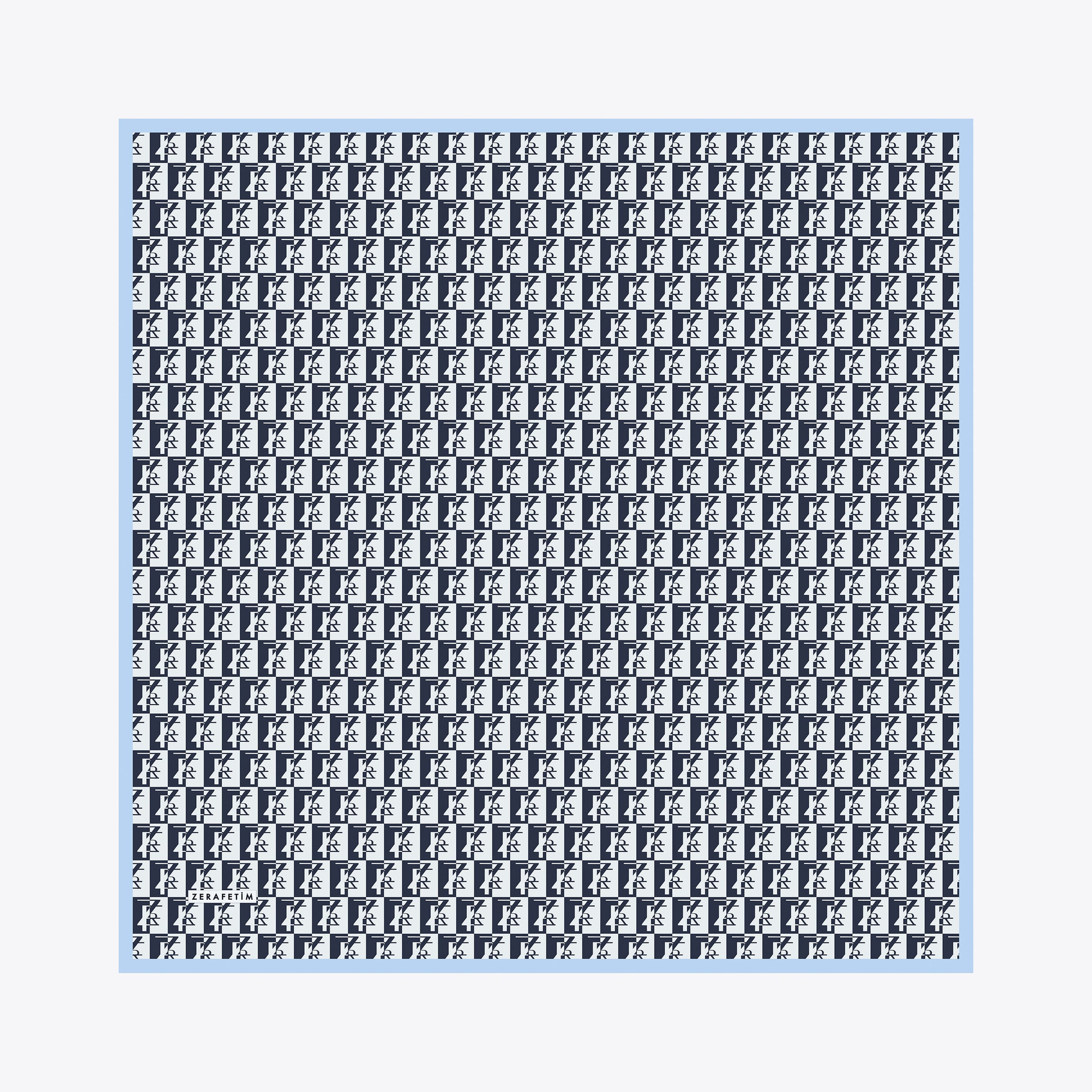 Zrf Monogram Desen İpek Twill Eşarp
