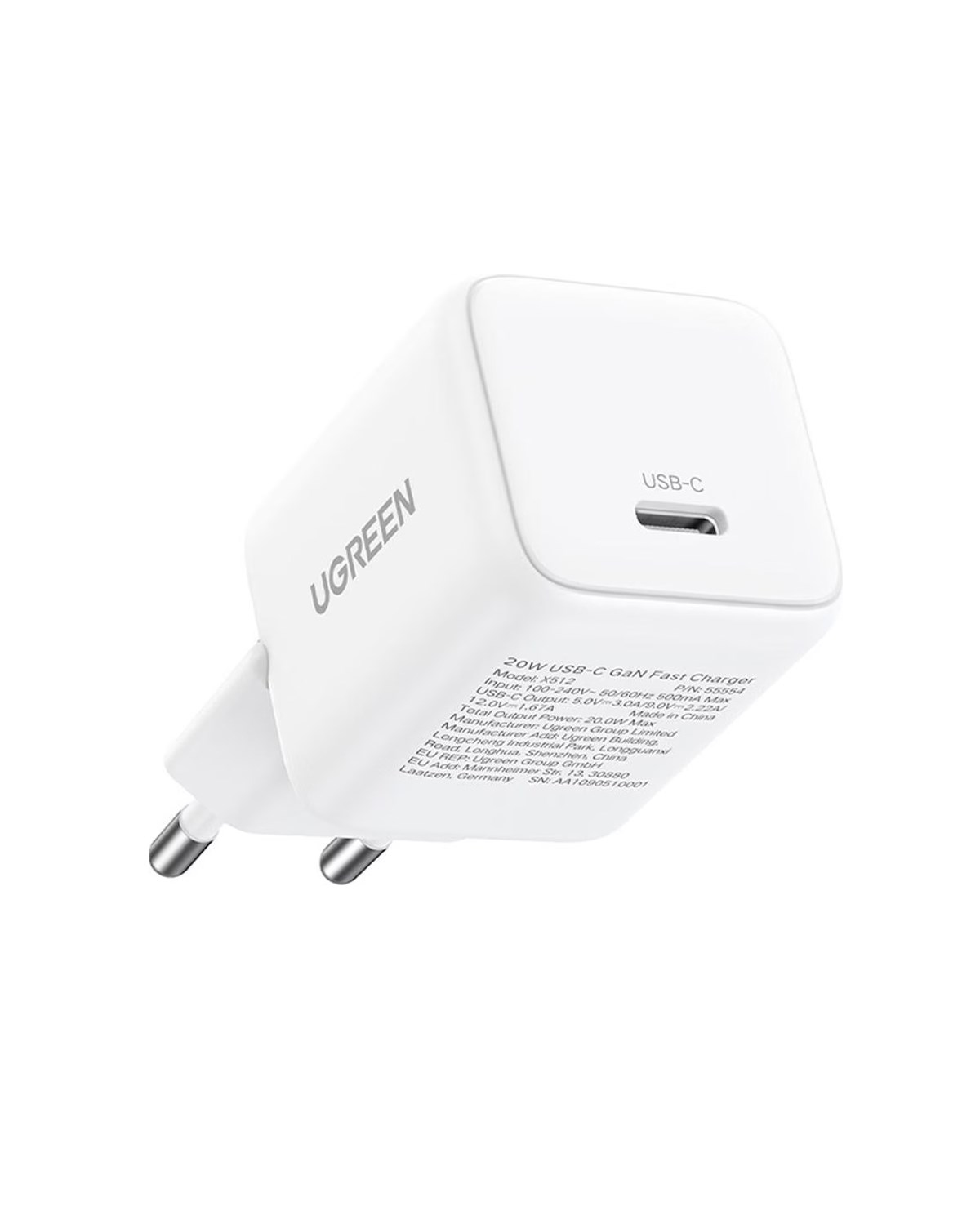 UGREEN 30W GaN USB-C Tek Portlu Hızlı Şarj Cihazı, Beyaz, 65009