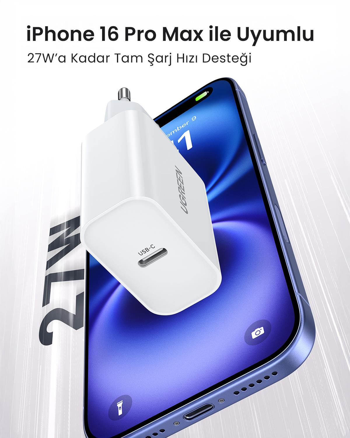 UGREEN 30W Type-C PD Hızlı Şarj Cihazı, 70161