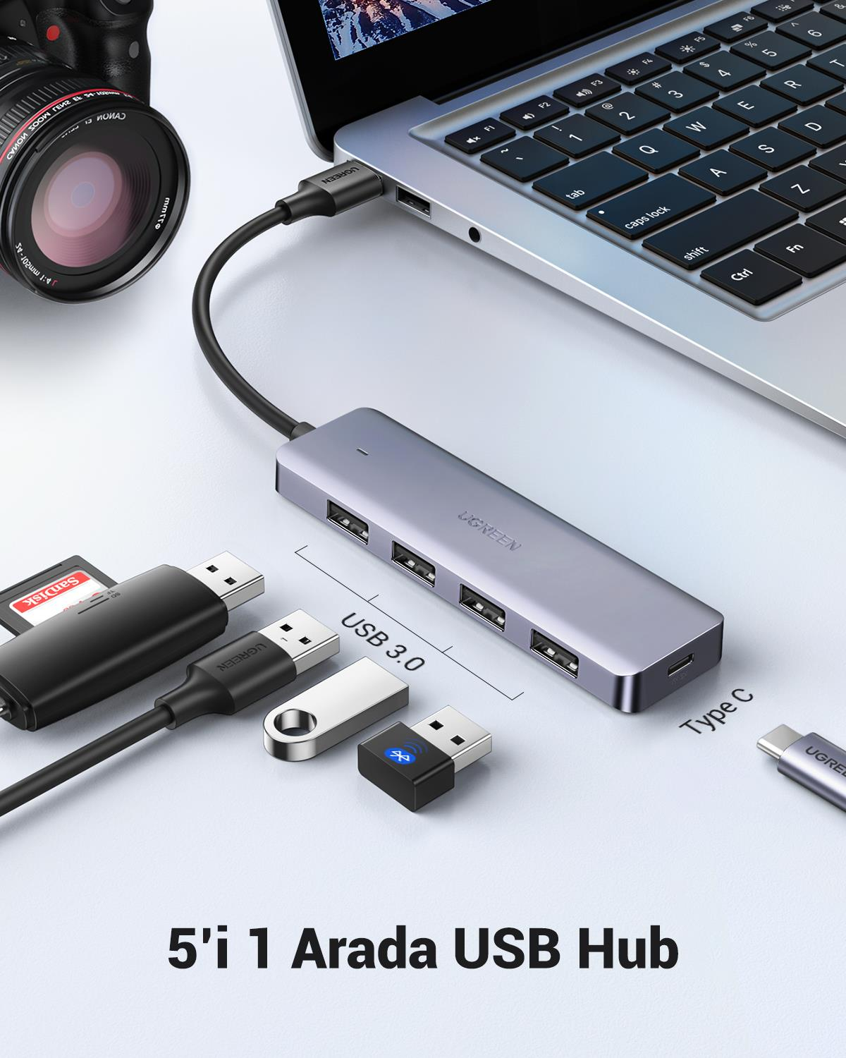 UGREEN 4 Portlu USB 3.0 Hub USB Çoklayıcı Adaptör, 50985