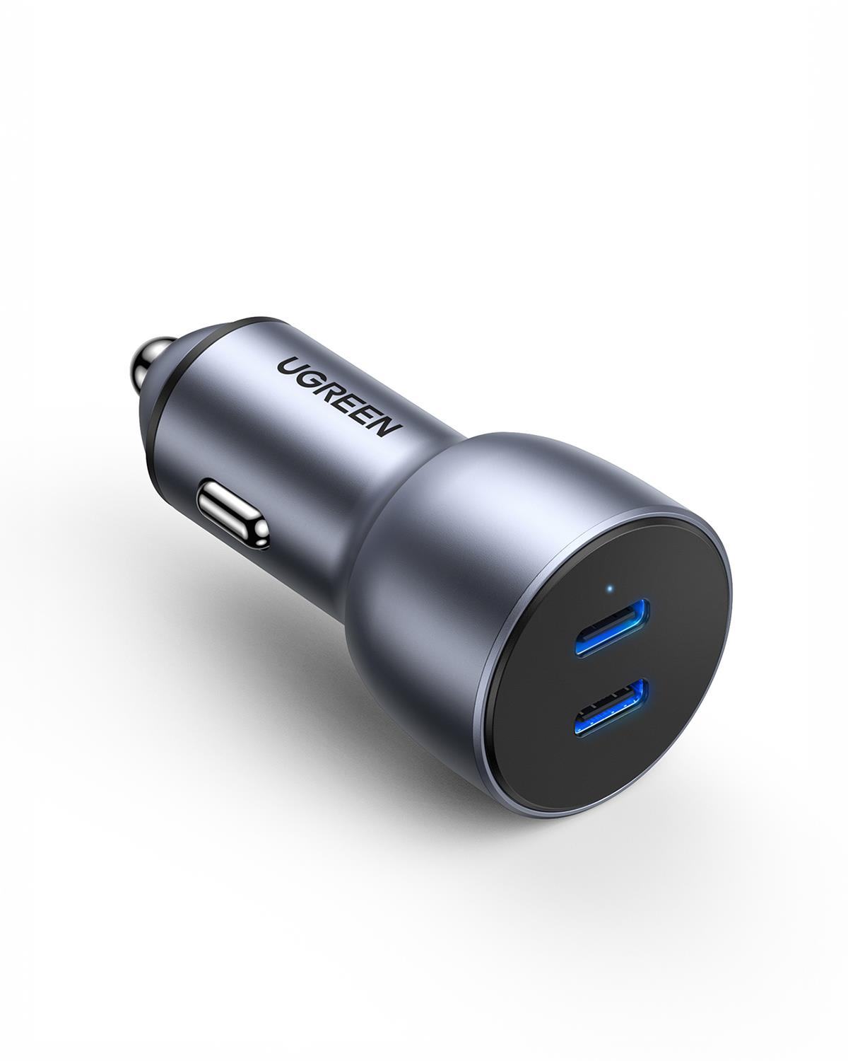 UGREEN 50W PD Hızlı Araç İçi Şarj Cihazı Çakmaklık Adaptörü 2xUSB-C, Uzay Grisi, 70594
