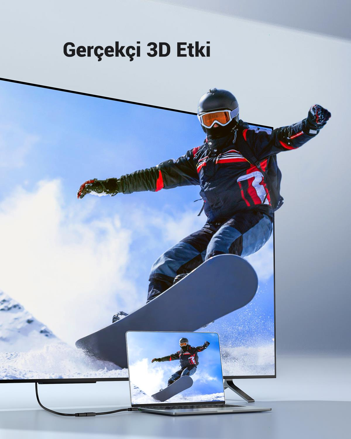 UGREEN 4K Mini HDMI to HDMI Dönüştürücü Kablo 22cm, Siyah, 20137