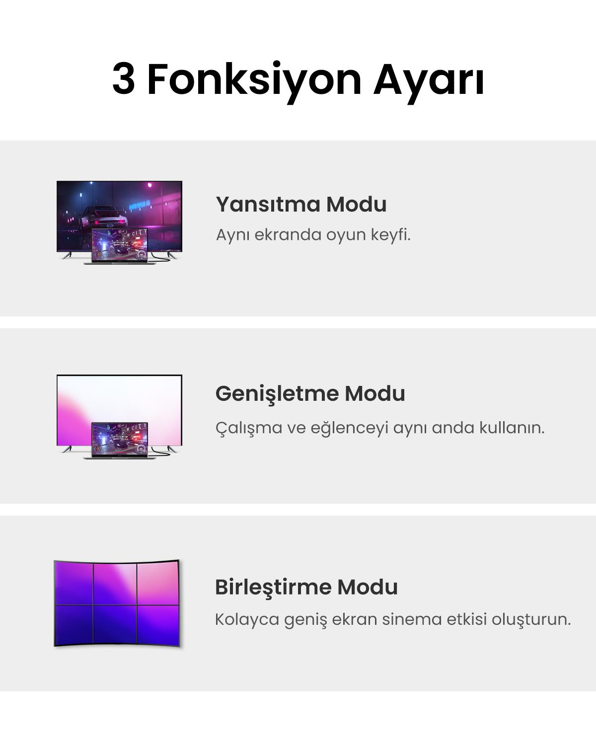 Ugreen 8K 60Hz Displayport to Displayport 1.4 Örgülü Kablo, 3m, 80393