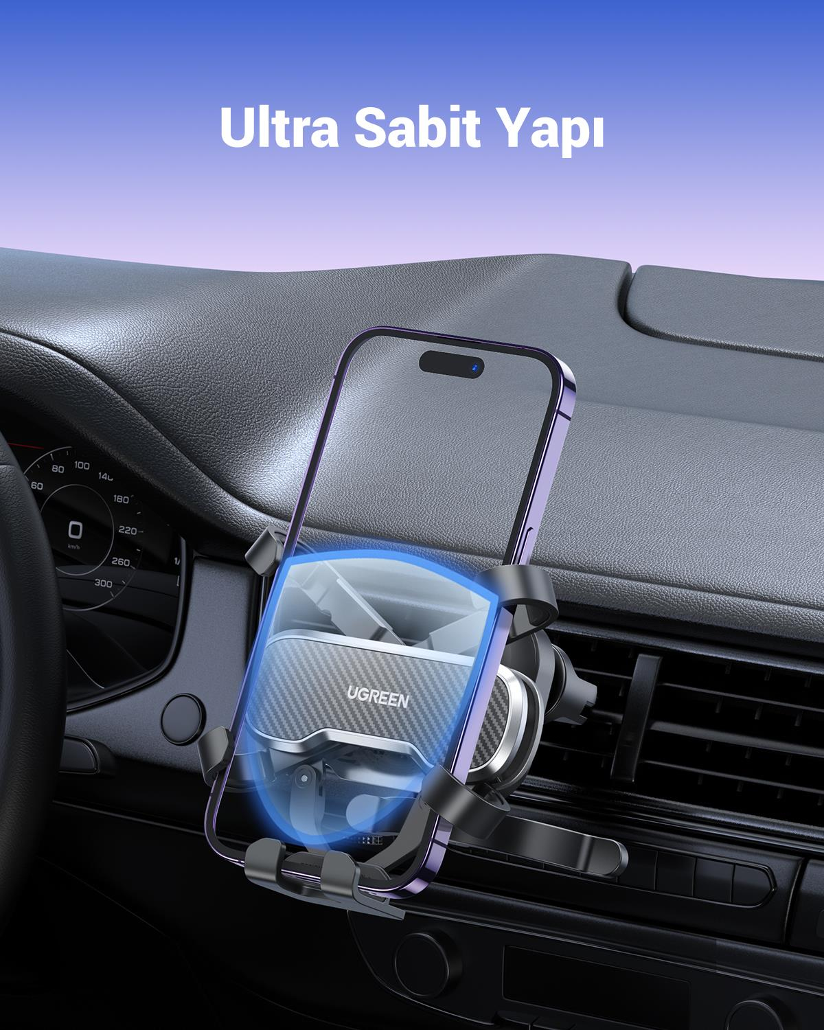 UGREEN Araç İçi Kancalı Telefon Tutucu, Siyah, 80871