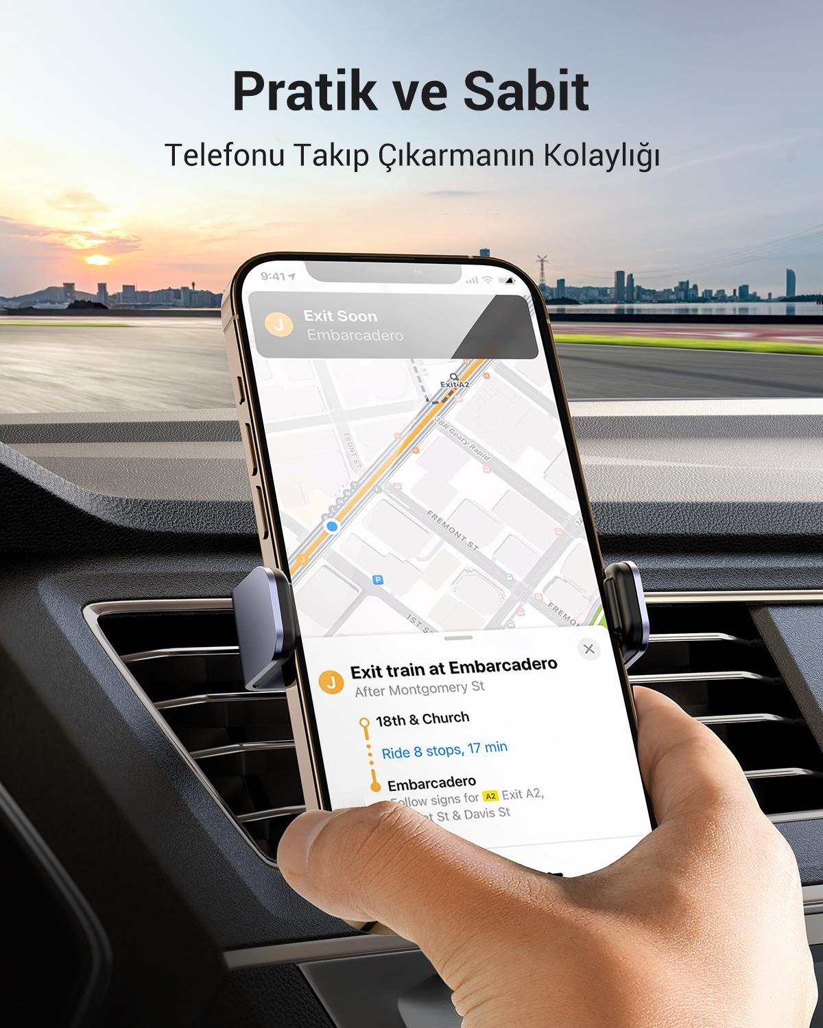 UGREEN Araç İçi Telefon Tutucu 360 Derece Dönebilir Air Vent, 10422