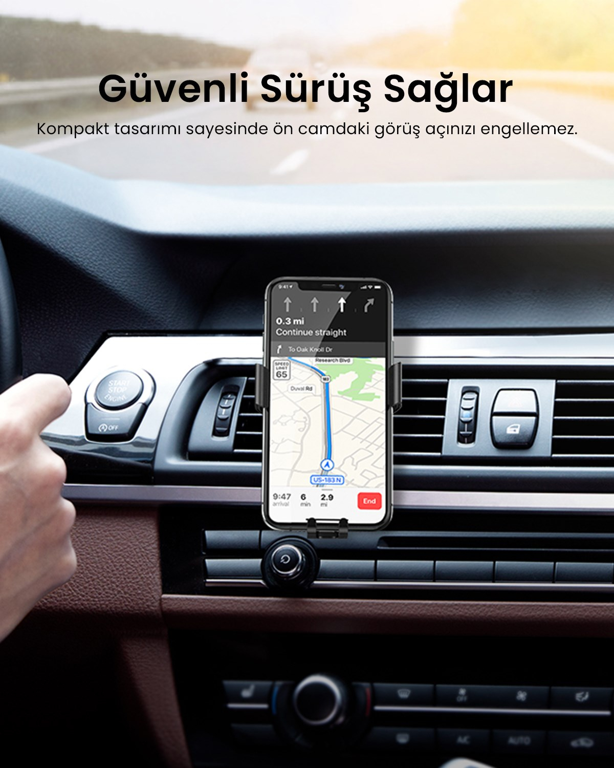 UGREEN Araç İçi Telefon Tutucu Air Vent, Siyah, 40907