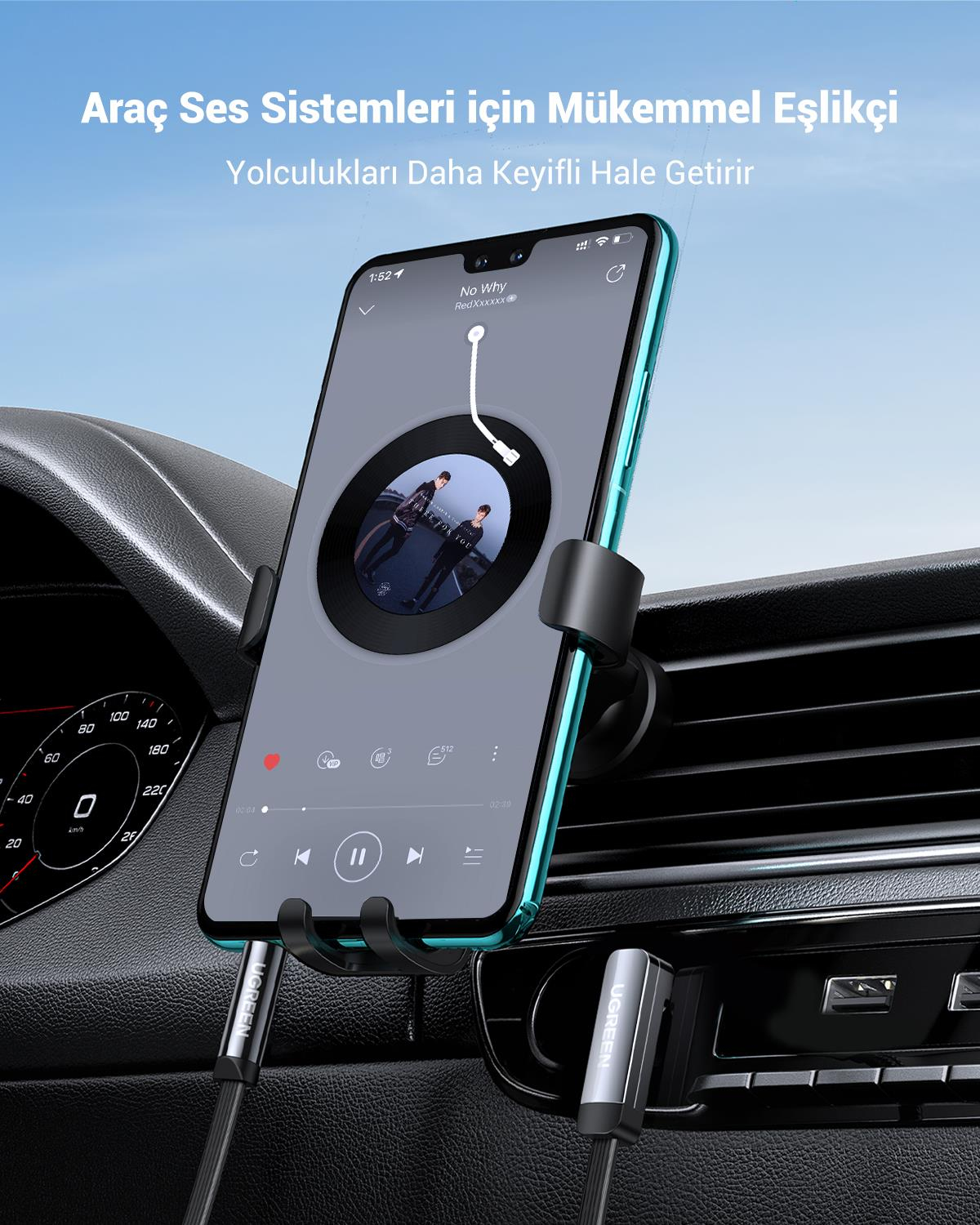 UGREEN AV119 3.5mm Aux Ses Kablosu, 1.5 Metre, 10734