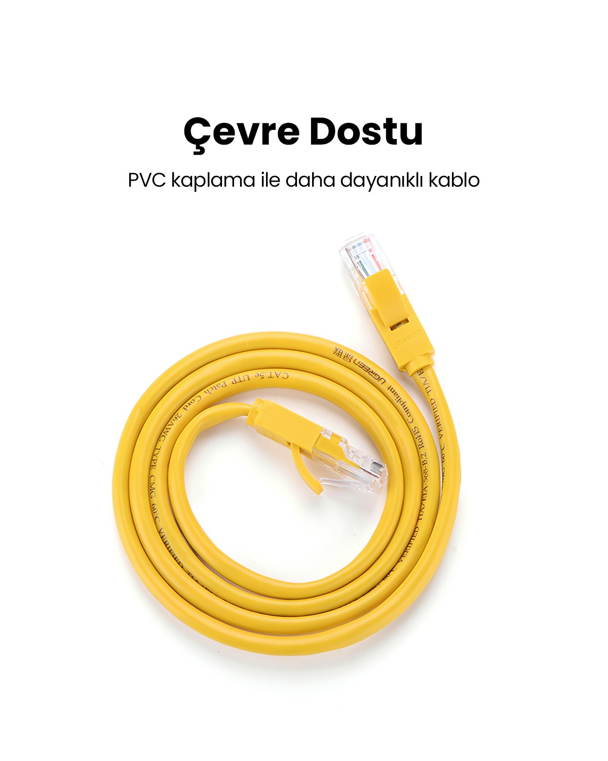 UGREEN CAT5e Ethernet Kablosu, 2 Metre, Sarı, 11231
