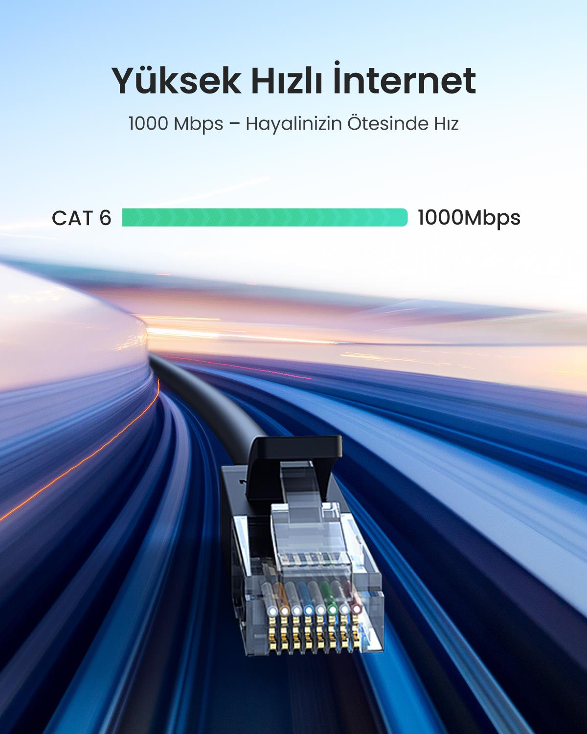 UGREEN CAT6 Ethernet Kablosu, 50 Metre, Siyah, 20170