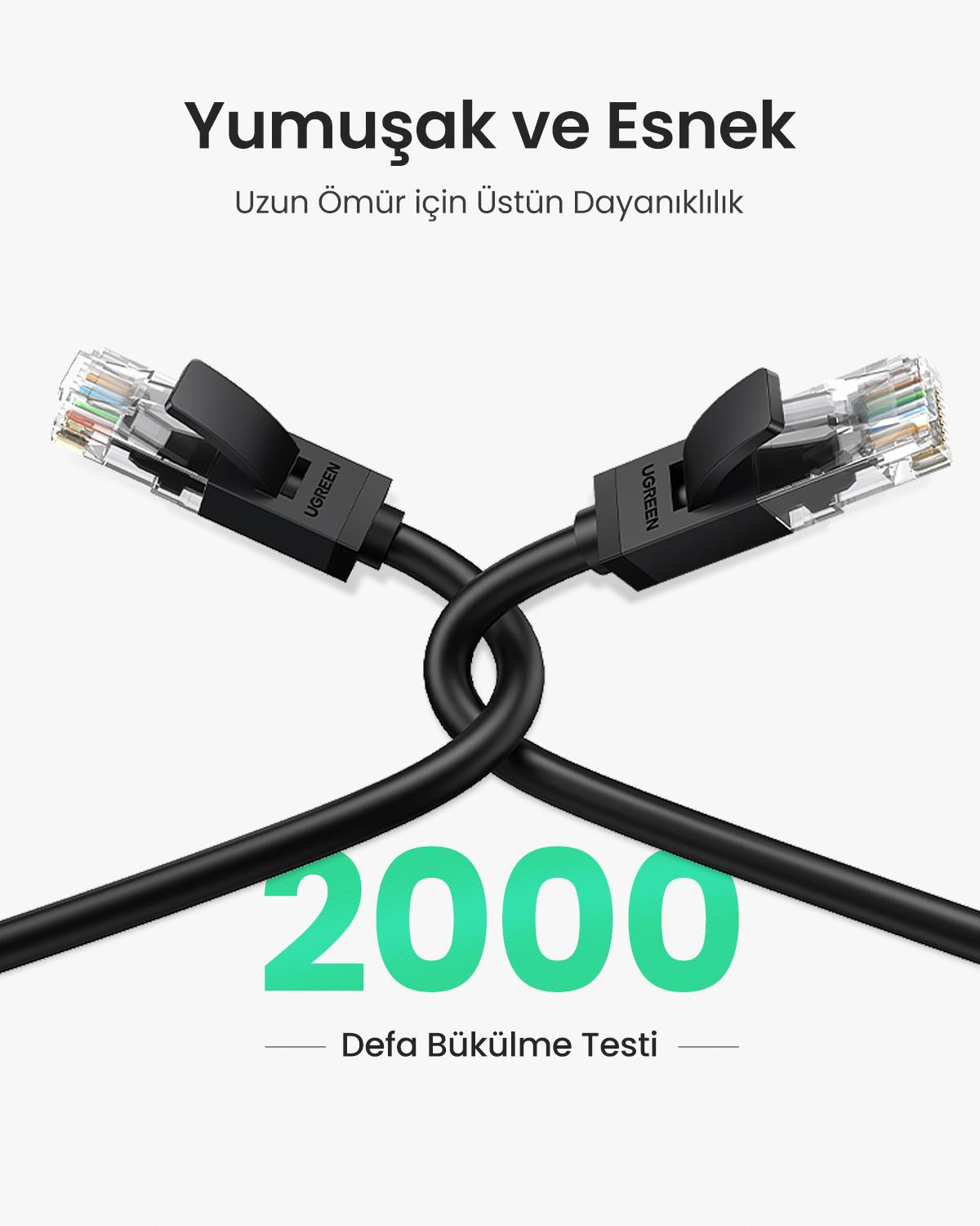 UGREEN CAT6 Ethernet Kablosu, 50 Metre, Siyah, 20170