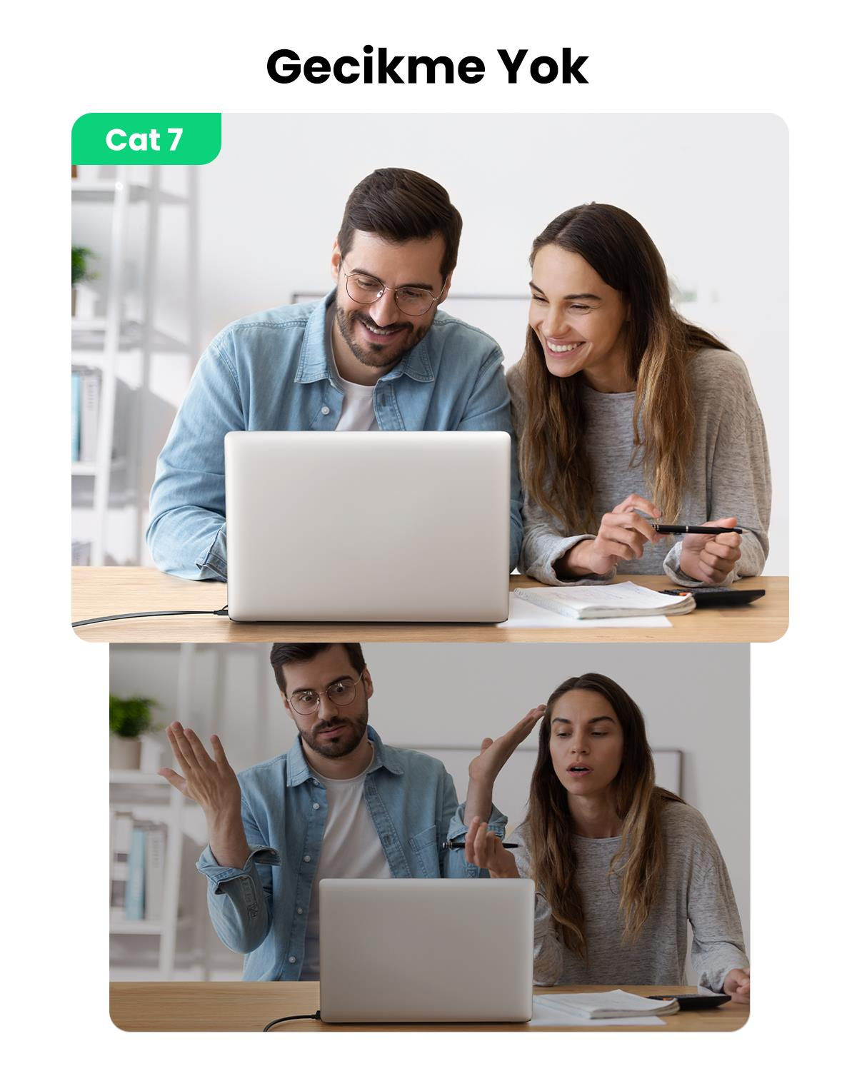 UGREEN CAT7 U/FTP Flat Ethernet Kablosu 8 Metre, 11264