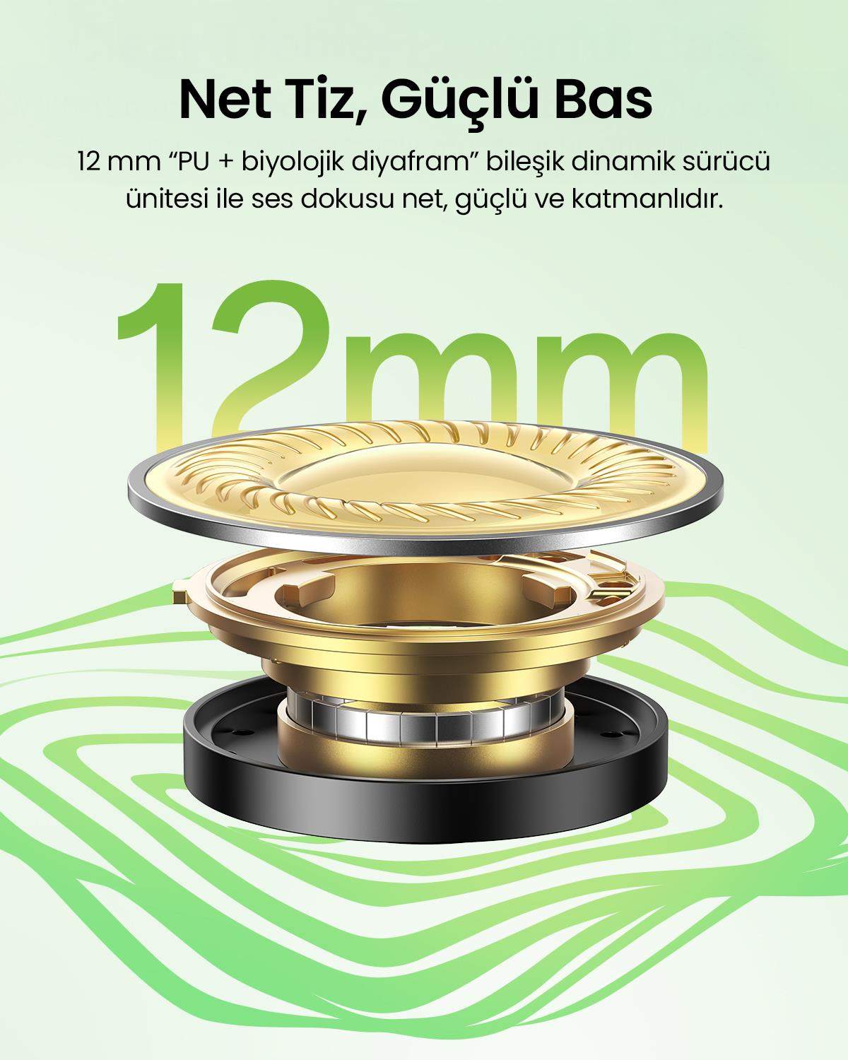 UGREEN HiTune P3 Yapay Zeka Gürültü Engelleyici Kablosuz Kulak İçi Kulaklık, 28 Saat Çalma Süresi, AI Gürültü Engelleme, Beyaz, 45110