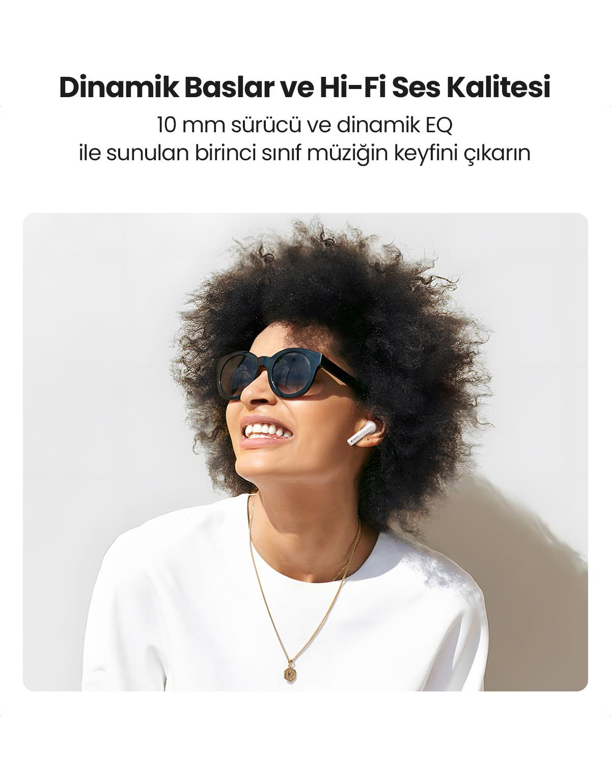 UGREEN HiTune T3 Aktif Gürültü Engelleyici Kablosuz Kulak İçi Kulaklık, Beyaz, 90206