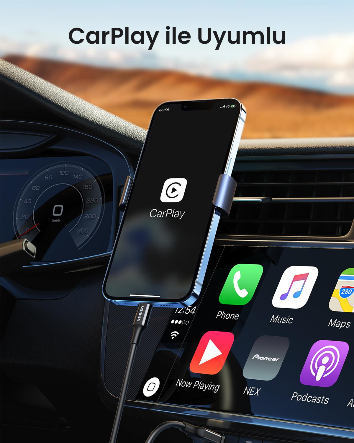 UGREEN Lightning to USB-A MFi Sertifikalı İphone Hızlı Şarj Kablosu, 1 Metre, Siyah, 80822