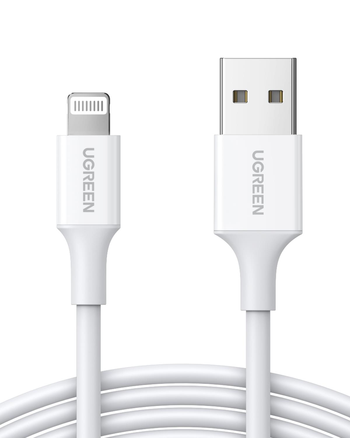 UGREEN Lightning to USB-A MFi Sertifikalı İphone Hızlı Şarj Kablosu, 1 Metre, Beyaz, 20728