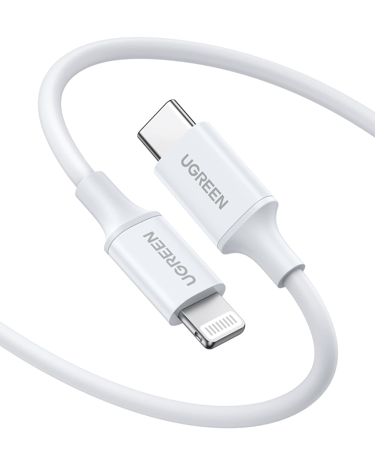 UGREEN Type-C to Lightning 3A PD MFi Sertifikalı Hızlı Şarj Kablosu, 1 Metre, Beyaz, 10493