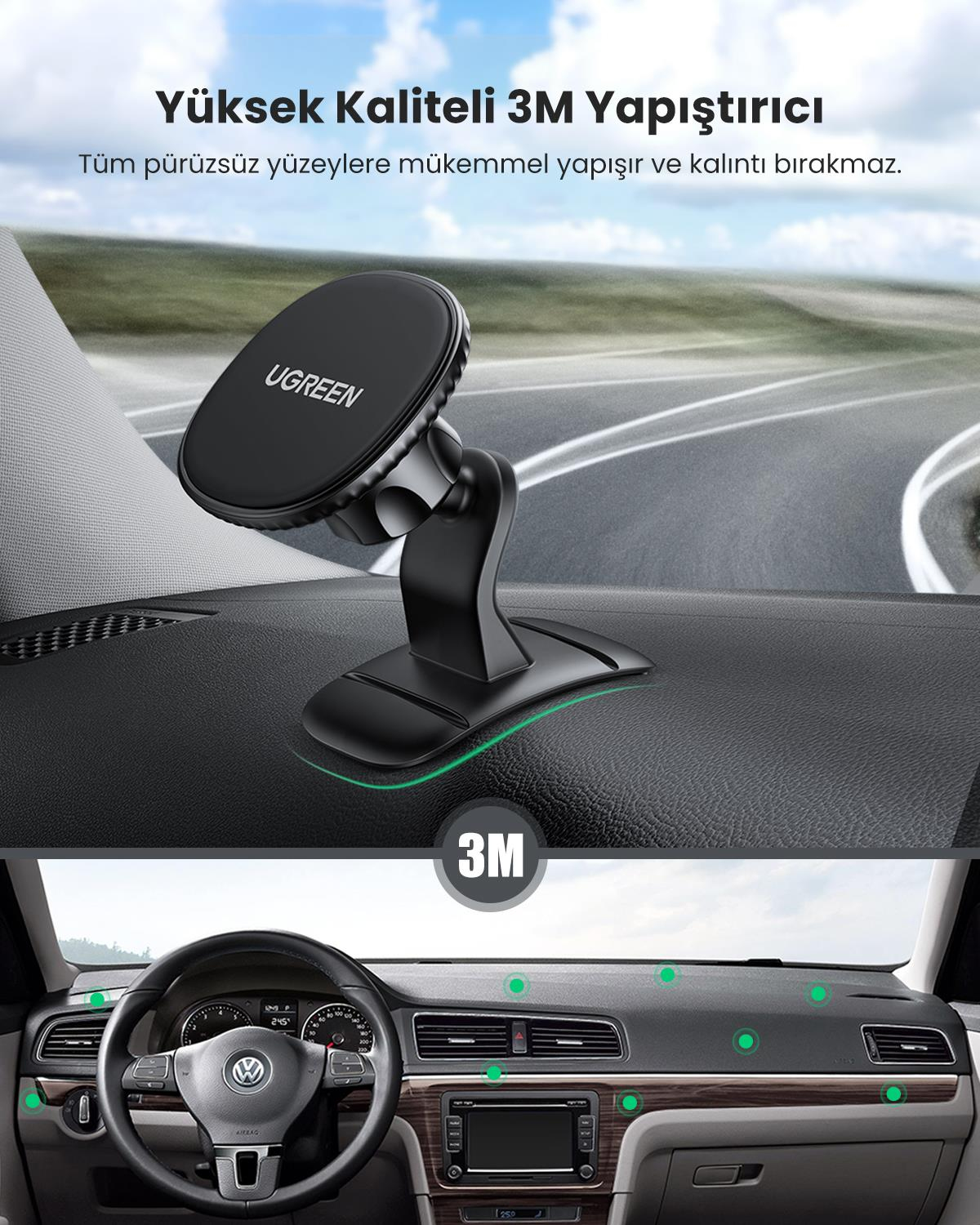 UGREEN Manyetik Mıknatıslı Araç İçi Telefon Tutucu, Siyah, 80785