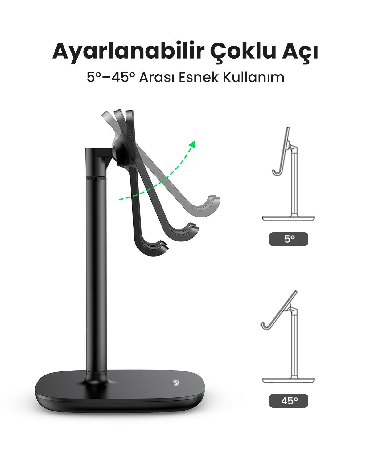 UGREEN Masaüstü Boyu Ayarlanabilir Telefon Tutucu Stant, Beyaz, 80358