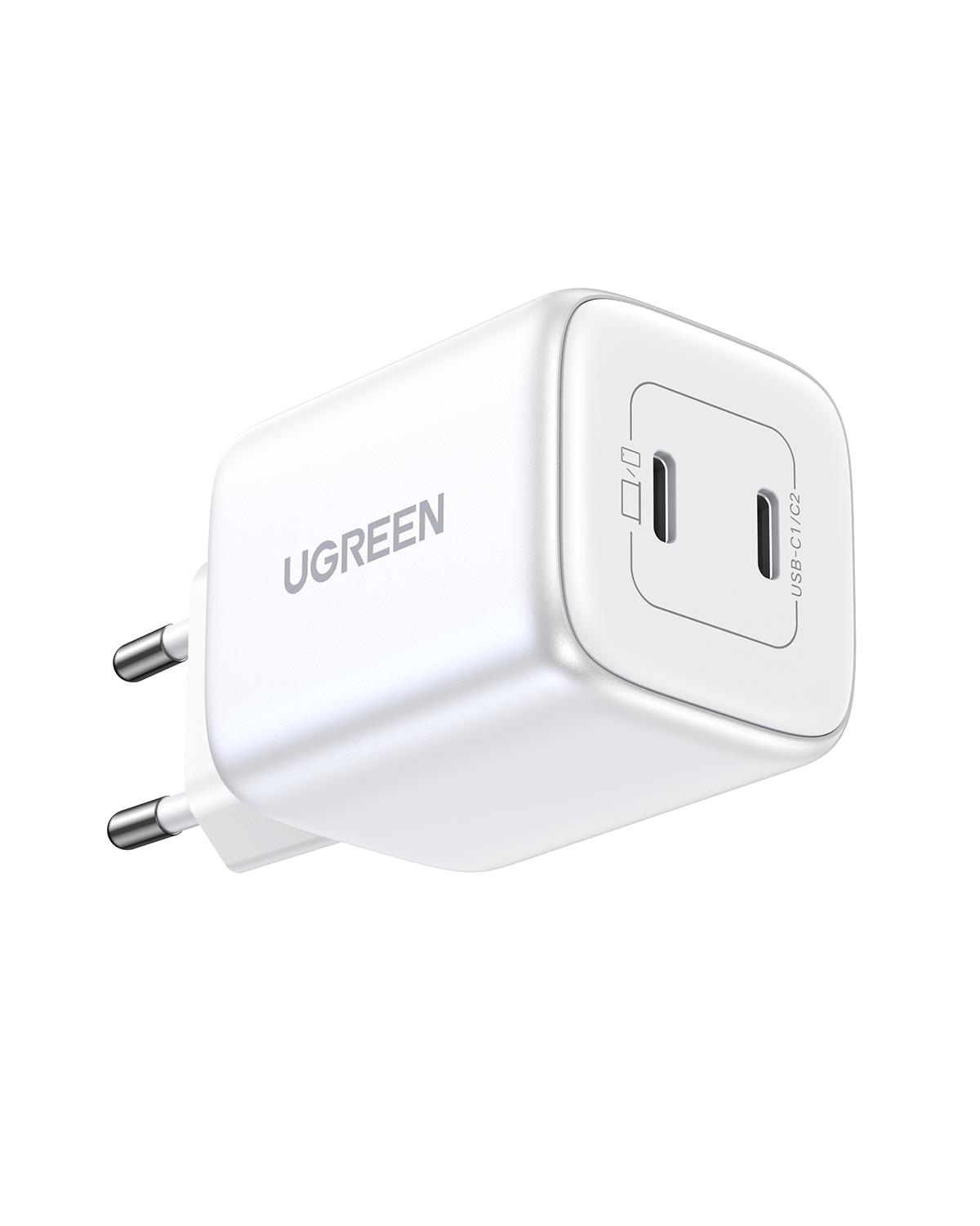 UGREEN Nexode 45W GaN Hızlı Şarj Cihazı Type-C QC PD 2xUSB-C, Beyaz, 15327