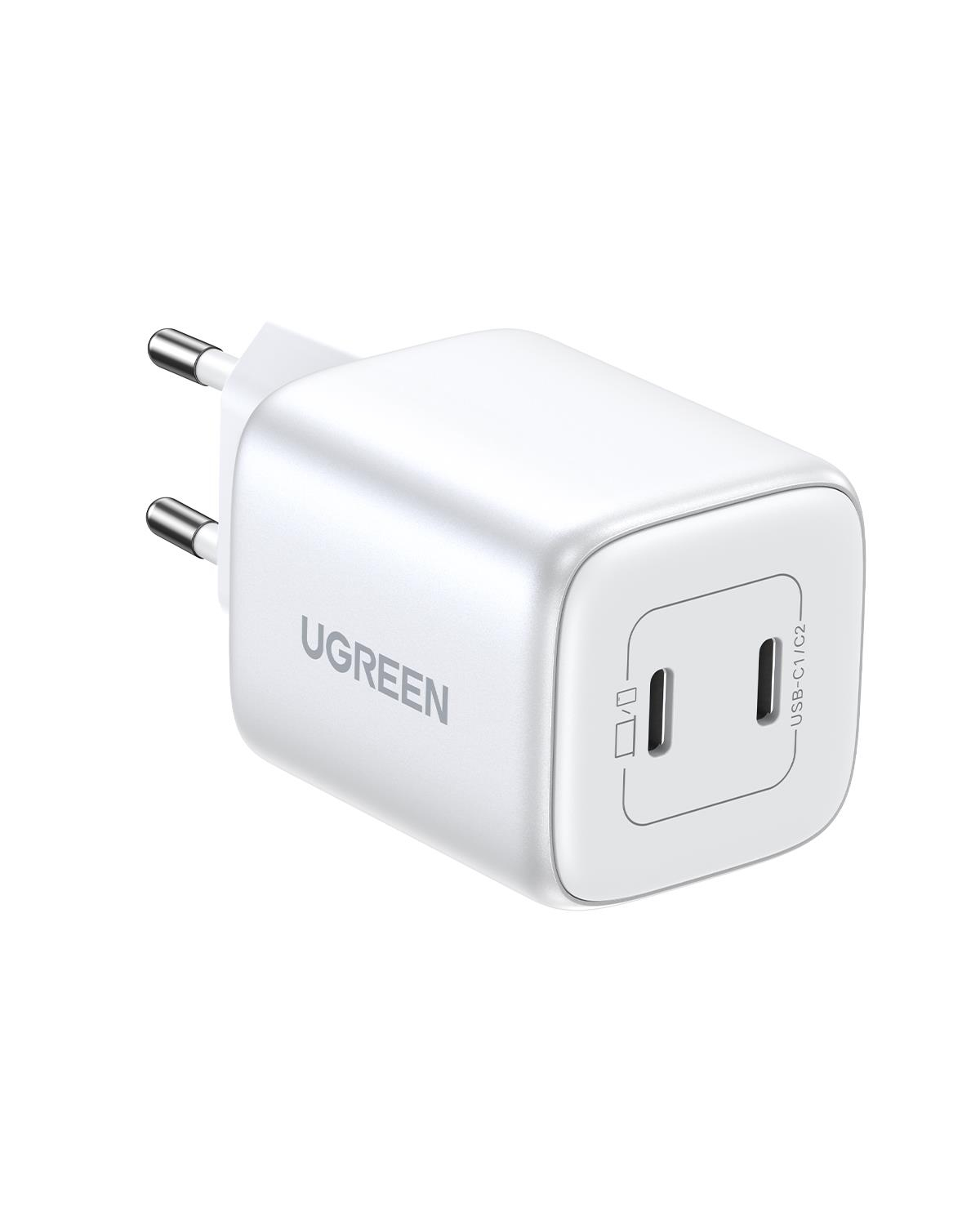 UGREEN Nexode 45W GaN Hızlı Şarj Cihazı Type-C QC PD 2xUSB-C, Beyaz, 15327