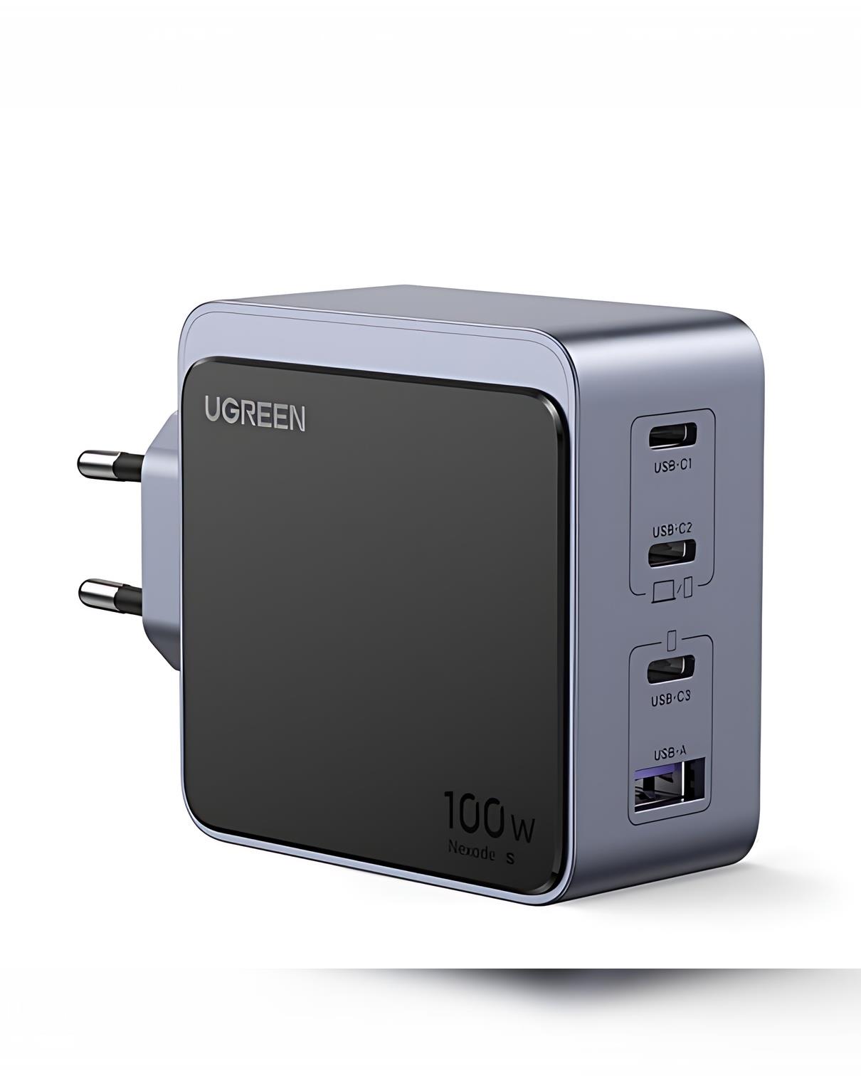 UGREEN Nexode Air 100W GaN Hızlı Şarj Cihazı Type-C QC PD 3xUSB-C, 1xUSB-A, Gri, 35043