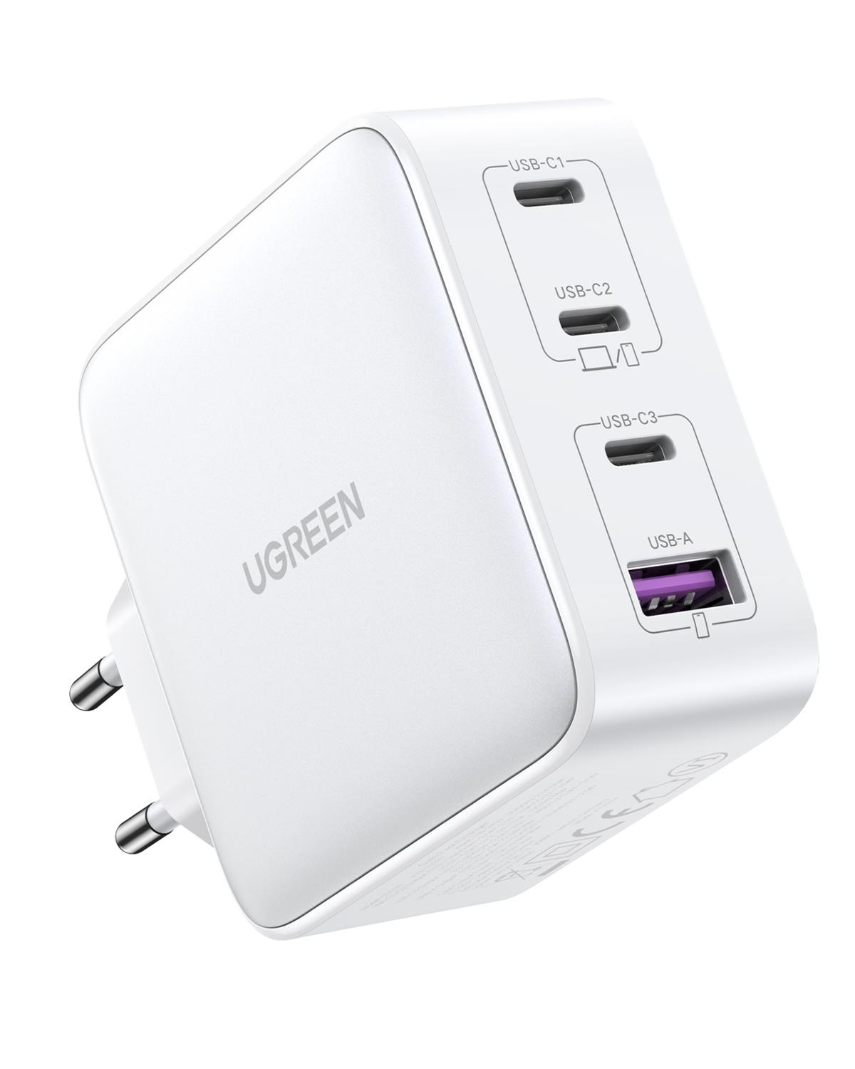 UGREEN Nexode GaN X 100W Hızlı Şarj Cihazı 4 Portlu PD QC 3xUSB-C, 1xUSB-A, Beyaz, 15337