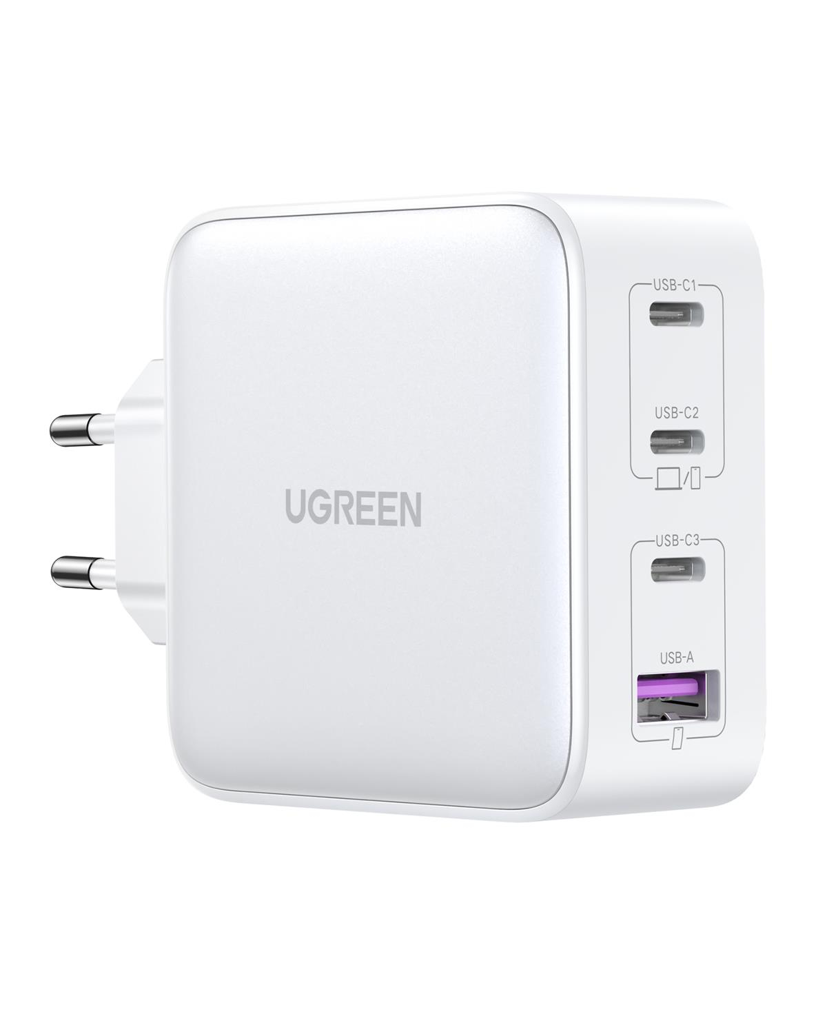 UGREEN Nexode GaN X 100W Hızlı Şarj Cihazı 4 Portlu PD QC 3xUSB-C, 1xUSB-A, Beyaz, 15337