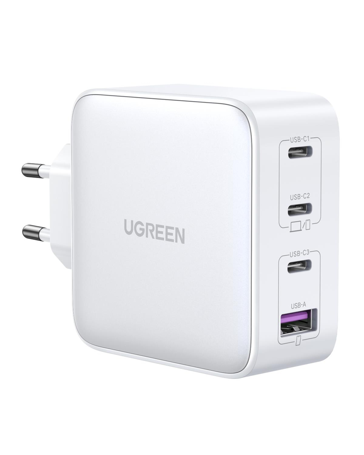 UGREEN Nexode GaN X 100W Hızlı Şarj Cihazı 4 Portlu PD QC 3xUSB-C, 1xUSB-A, Beyaz, 15337