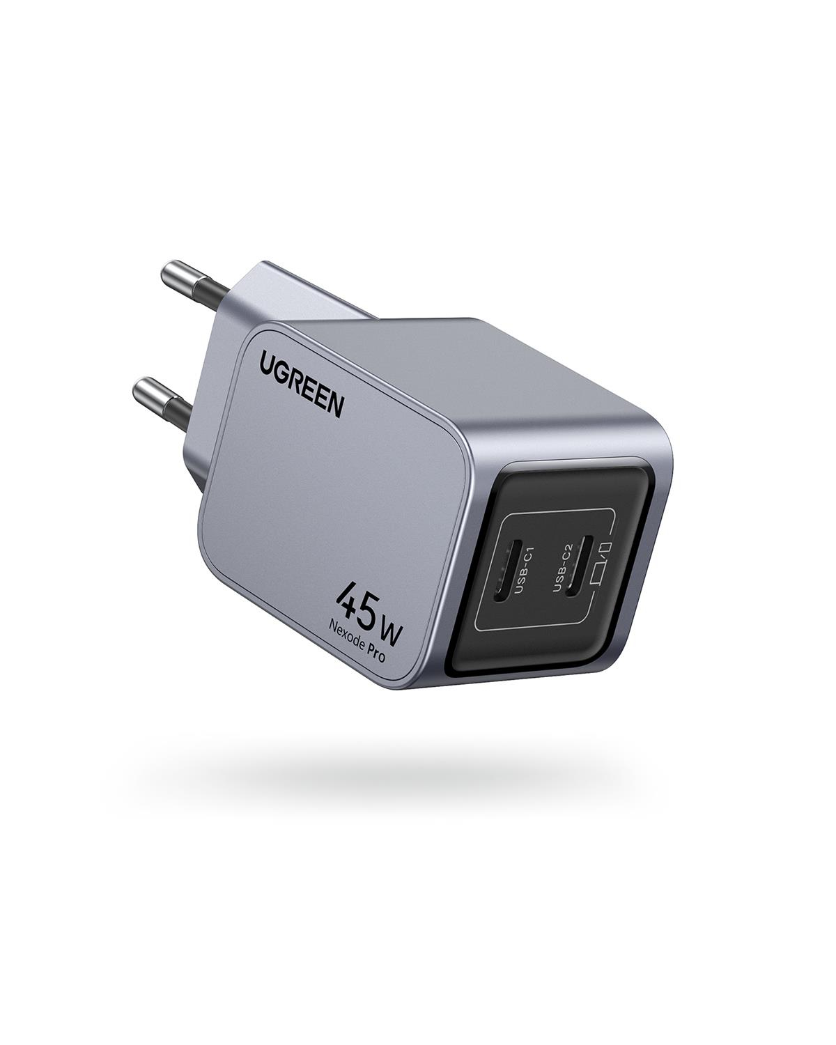 UGREEN Nexode Pro 45W GaN Hızlı Şarj Cihazı Type-C QC PD 2xUSB-C, Uzay Grisi, 35008