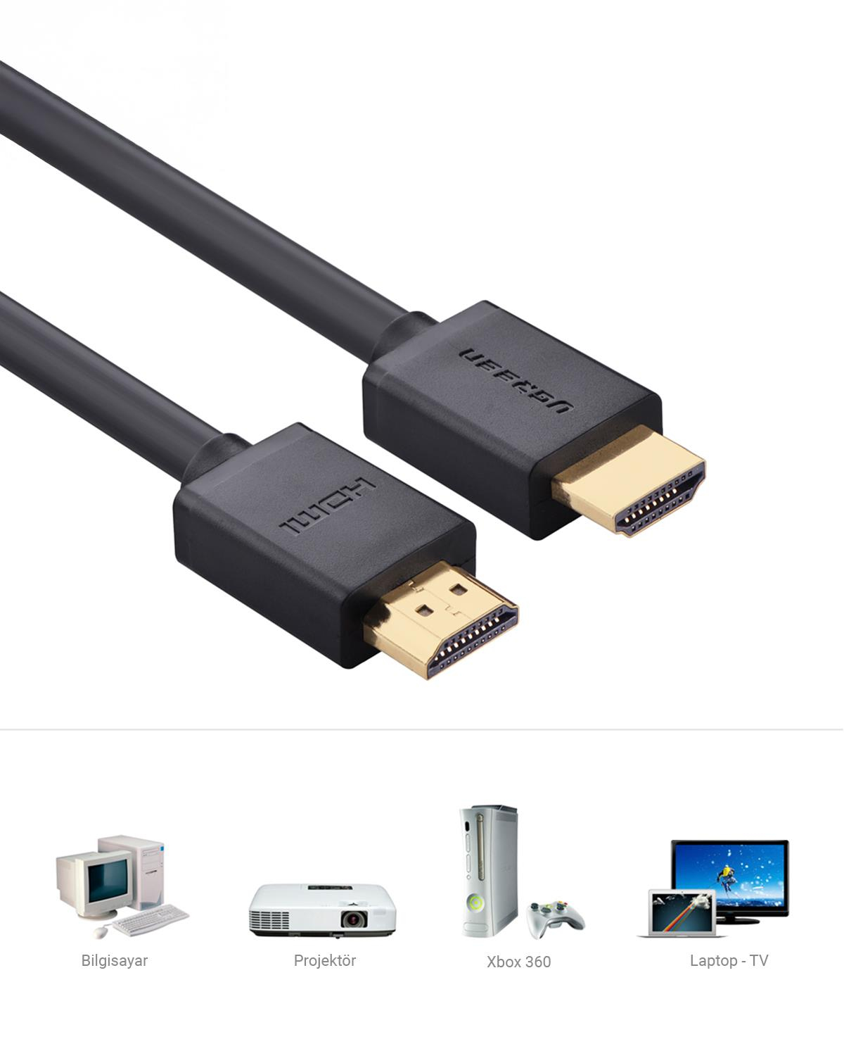 UGREEN UHD 4K Yüksek Hızlı Ethernet ve HDMI Kablosu, 5 Metre, 10109