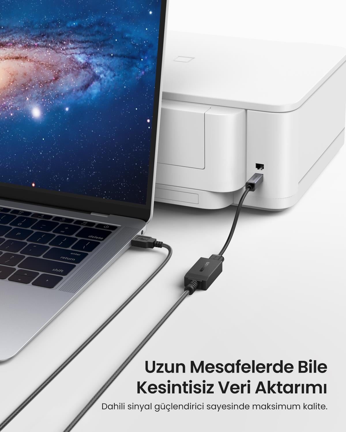UGREEN USB 2.0 Uzatma Kablosu ile aktif Wi-Fi amplifikatör, 5 Metre, 10319