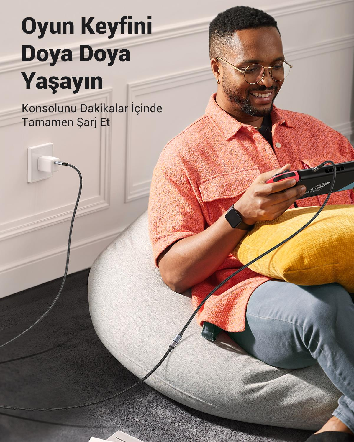 Ugreen USB C 3.1 Gen2 100W Thunderbolt 3 Alüminyum Gövde Örgülü Uzatma Kablosu 1m, Siyah, 30205