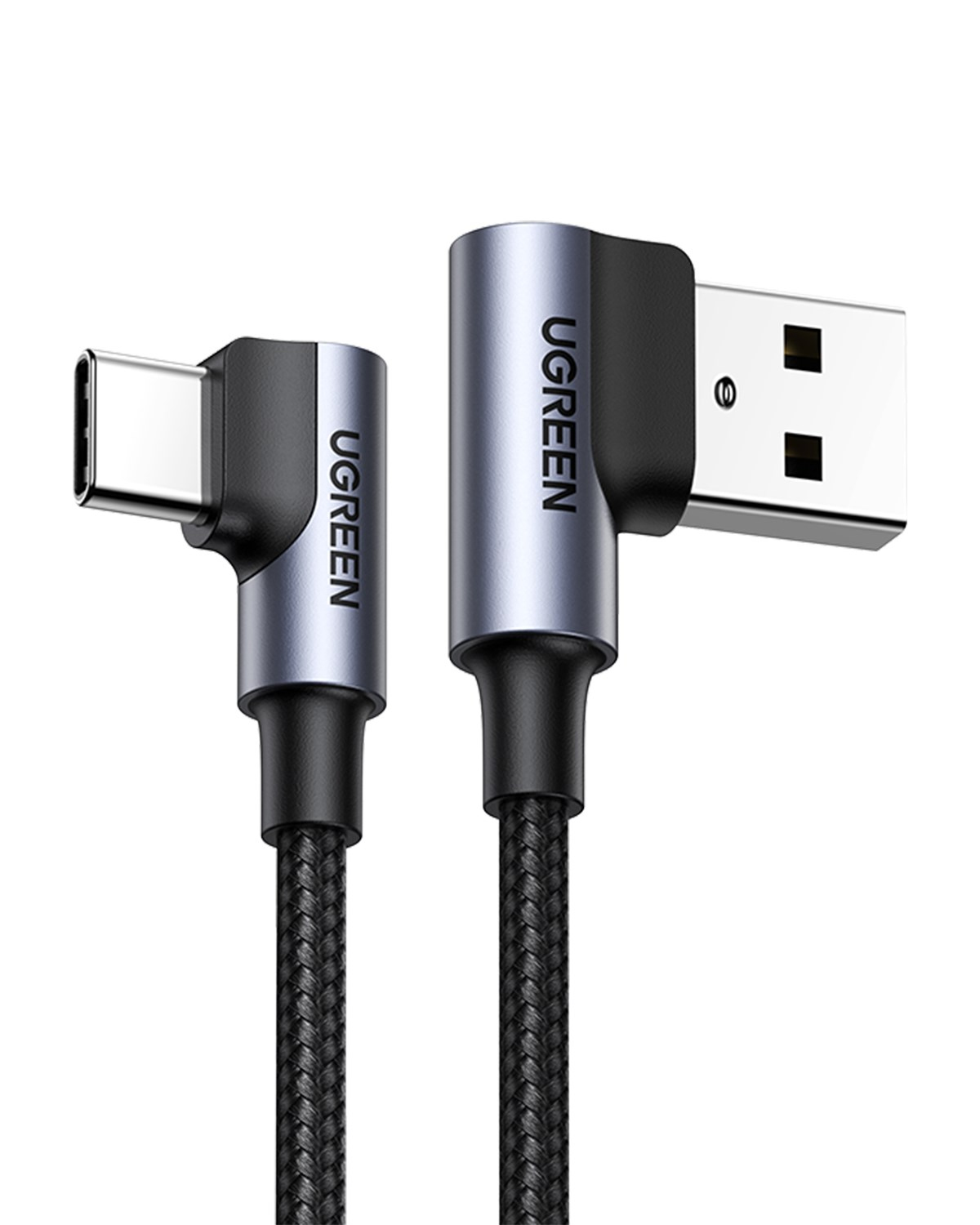 UGREEN USB-C to USB-A 3A QC 90 Derece Hızlı Şarj Kablosu, 1 Metre, Uzay Grisi, 20856