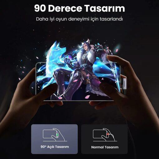 UGREEN USB-C to USB-A 3A QC 90 Derece USB 3.0 Hızlı Şarj Kablosu, 1 Metre, Uzay Grisi, 20299