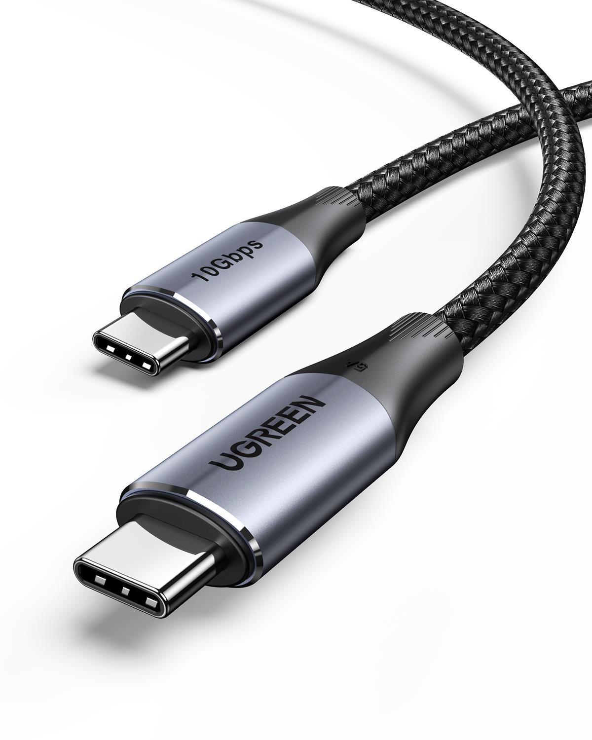 UGREEN USB-C 100W Thunderbolt USB3.1 GEN2 5A QC PD Hızlı Şarj Kablosu, 1 Metre, Siyah, 80150
