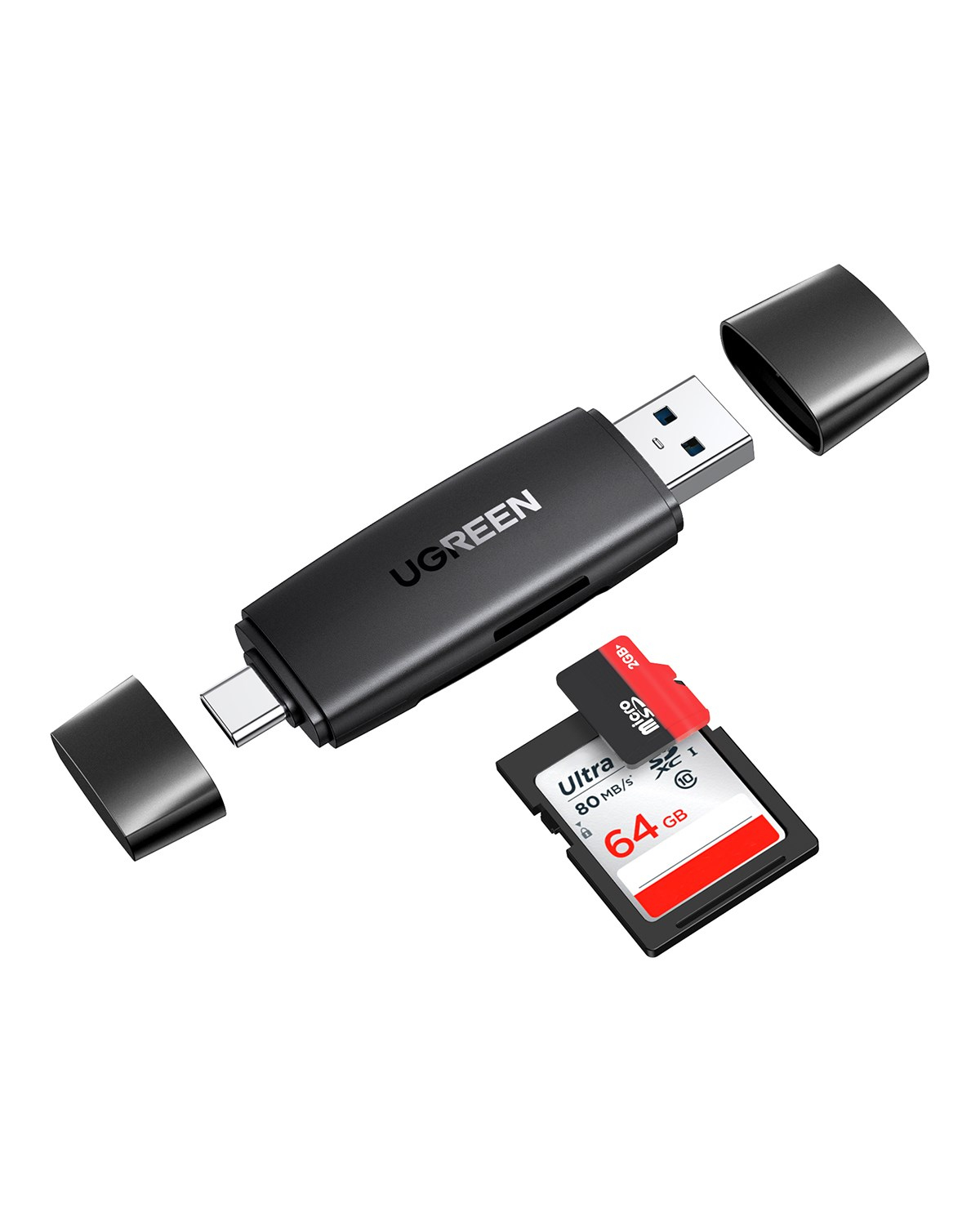 UGREEN USB-C ve USB-A 3.0 SD MicroSD Kart Okuyucu, 80191