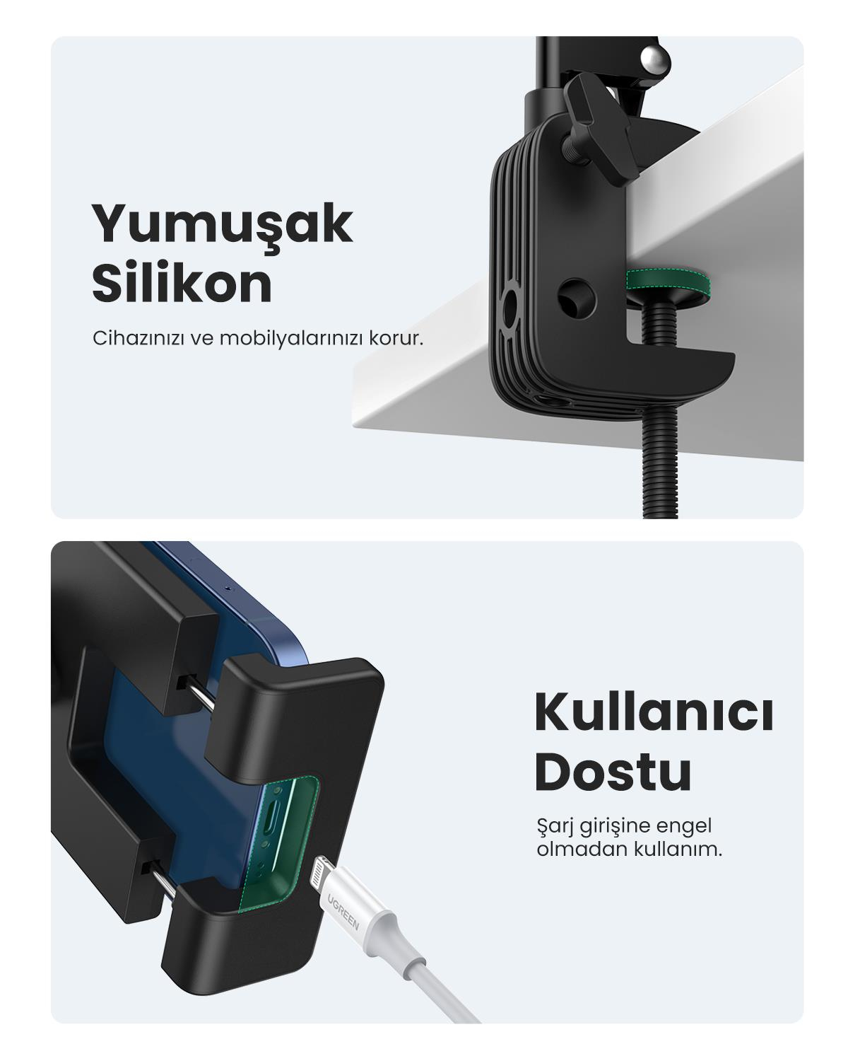 UGREEN Uzun Kollu Ayarlanabilir Tablet ve Telefon Tutucu, 50394