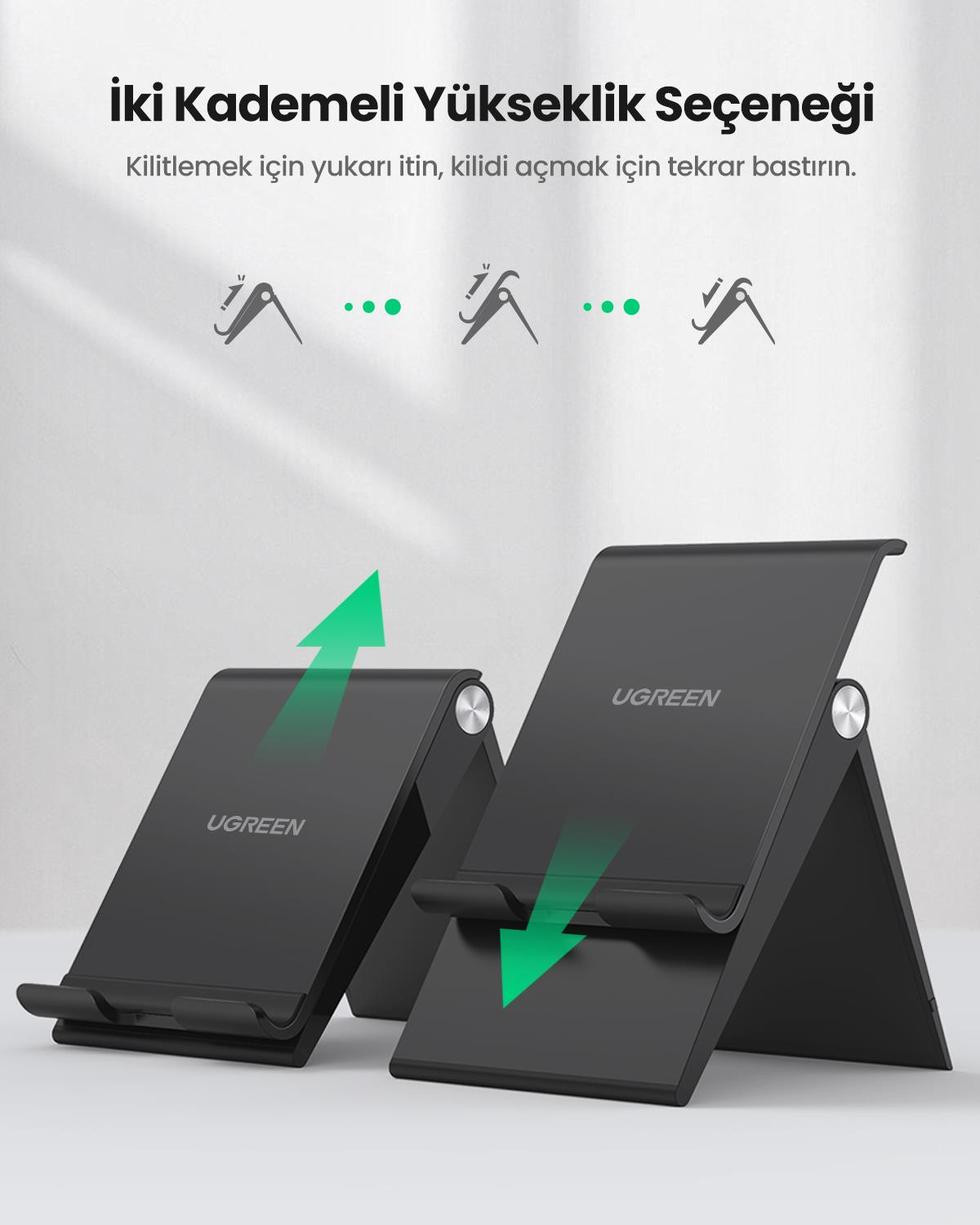 UGREEN Yükseklik Ayarlı Telefon Tutucu Standı, Siyah, 80903