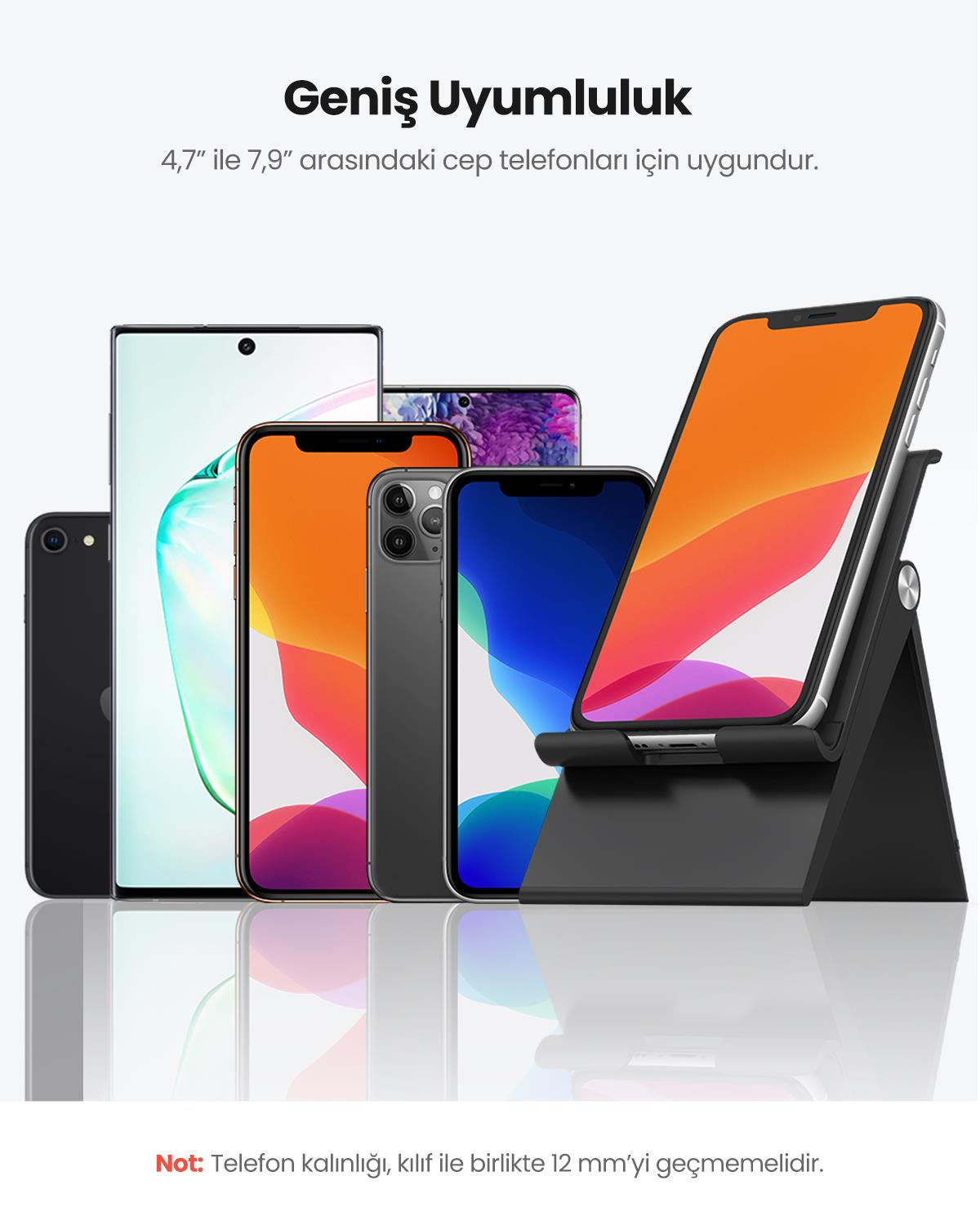 UGREEN Yükseklik Ayarlı Telefon Tutucu Standı, Siyah, 80903
