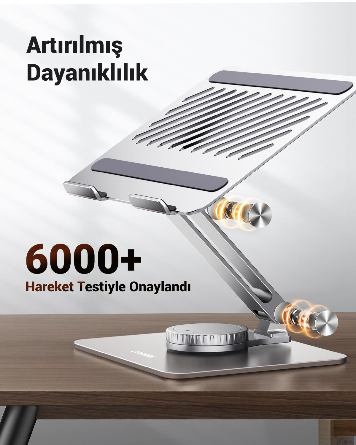 UGREEN Yükseklik ve Açı Ayarlı 360 Derece Döndürülebilir Alüminyum Tablet Notebook Standı, 90849