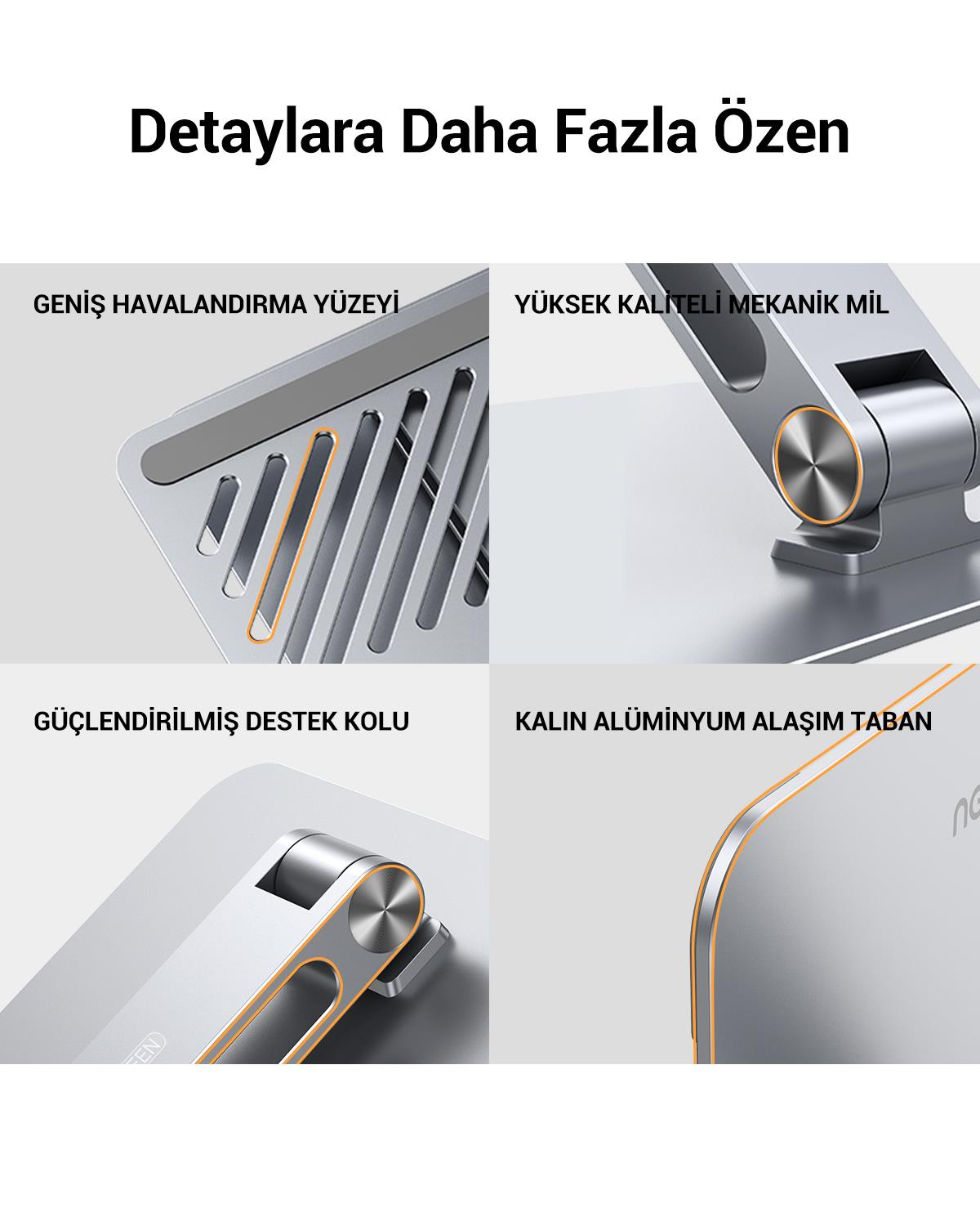 UGREEN Yükseklik ve Açı Ayarlı Alüminyum Tablet Notebook Standı, 40291